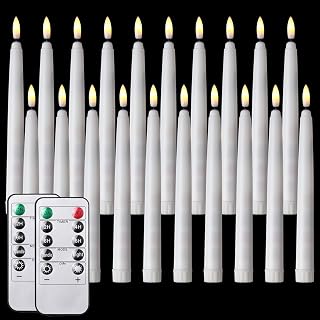 Tuanse 20 Pcs Flickering Flameless Taper Candles Bulk LED Battery Operated Realistic Flame Effect with Remote & Timer Safe No Fire Wax Drip Candles for Wedding Church Home Decor (8.46",White)