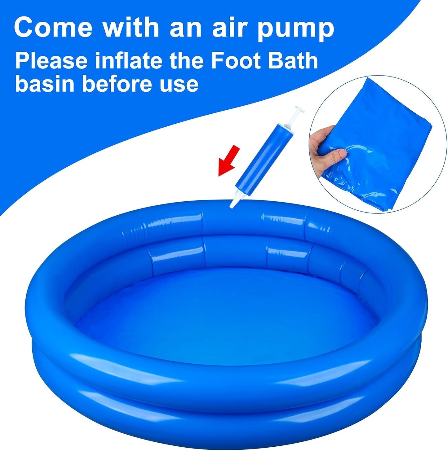2 Pack Inflatable Pool Foot Bath Basin Swimming Pool Foot Soaking Wash Basin Tub Feet Bath Tray with Pump for Pools Entry Ladder Portable Above Ground Pools Accessories