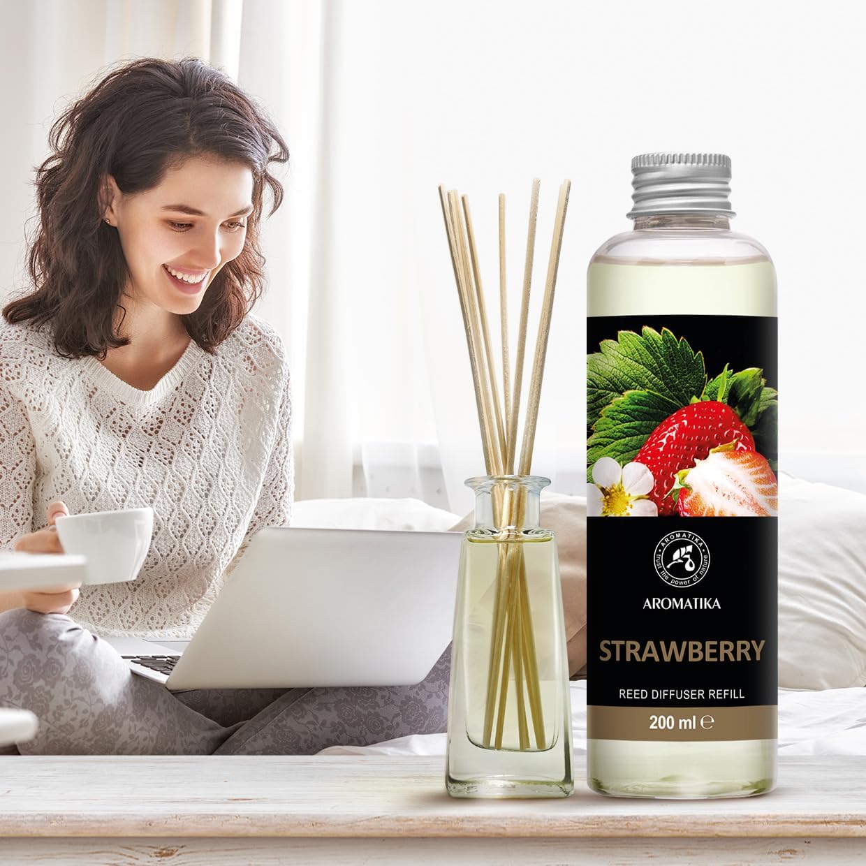 Strawberry Refill Reed Diffuser 6.8 Fl Oz - Room Diffuser Refill - Home Fragrance - Room Freshener - Fresh and Long Lasting Fragrance