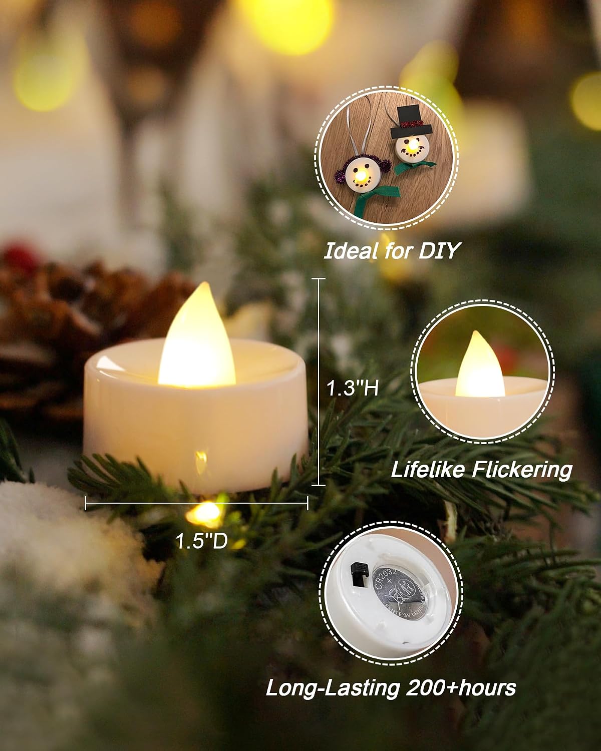 Amagic 30Pcs Flickering Flameless Tea Lights Battery Operated, 200+ Hours Long Lasting Electric Candle for Wedding Table Centerpiece, Home Decor, Gift, Holiday Decor