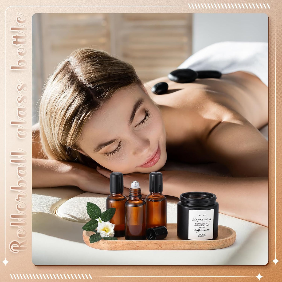 Sumind 12 Sets 30ml Roller Glass Bottle Essential Oil, Amber