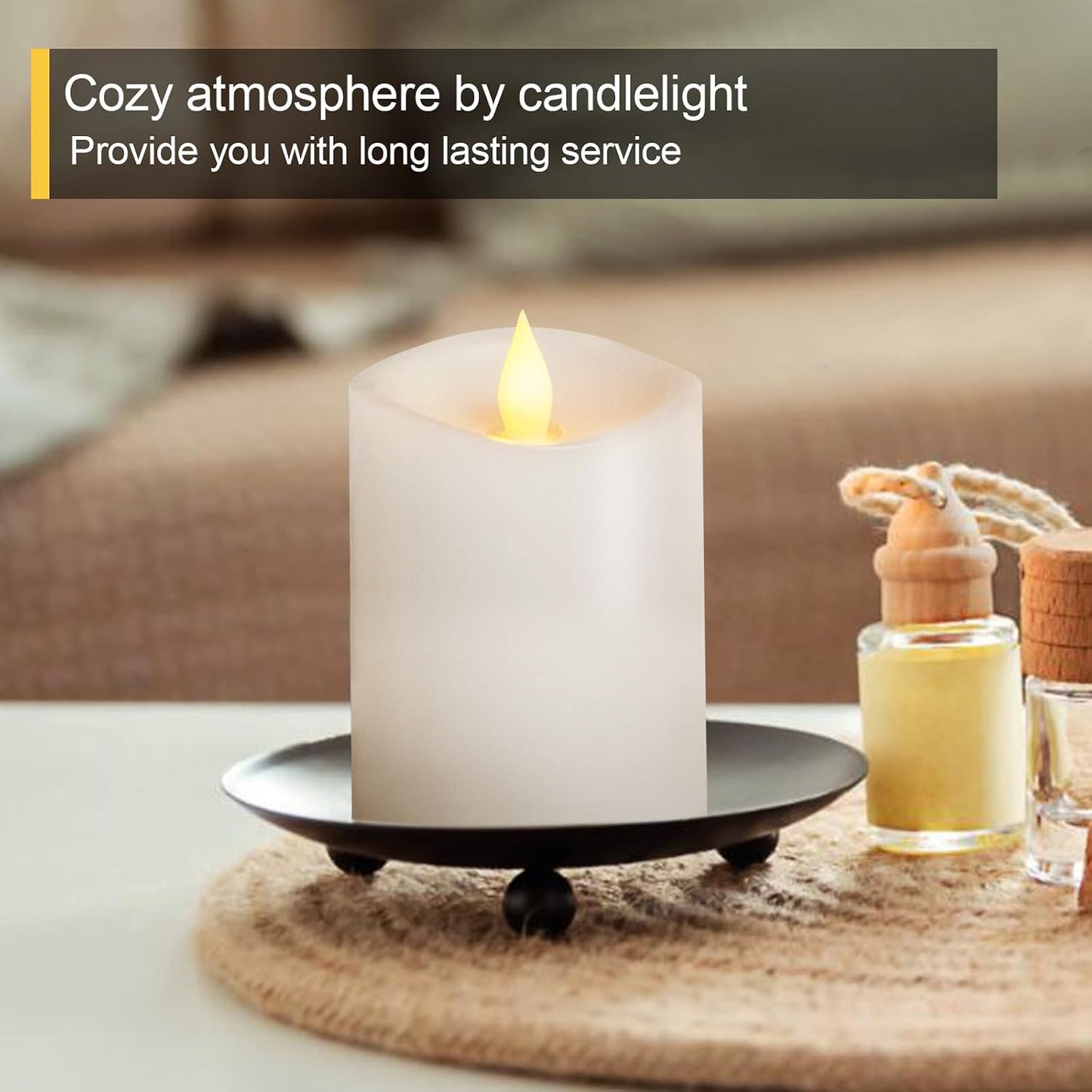 3x4 Flameless Candles with Remote Set of 1, 4 inch Battery Candles Flickering with Timer, LED Pillar Candle for Indoor/Outdoor, White