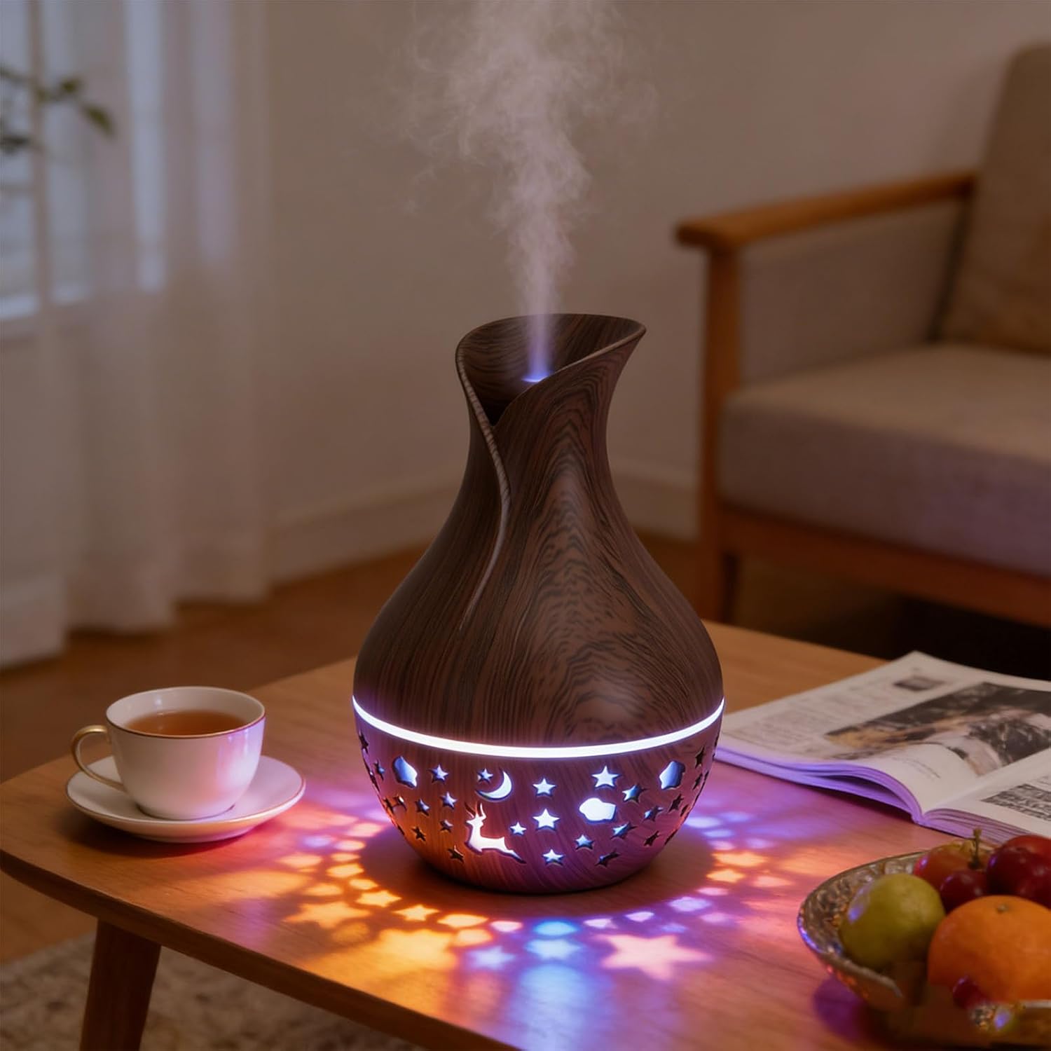 GOWENIC Mini Humidifier, 100ml USB Desktop Noiseless Humidifier Portable Essential Oil Diffuser with Colorful Light Aromatherapy Essential Oil Diffuser for Home Bedroom Office Yoga