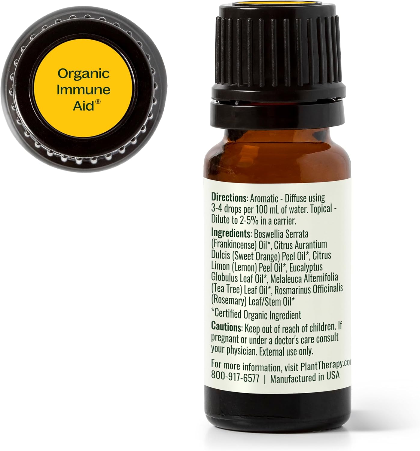 Plant Therapy Organic Immune Aid Essential Oil Blend, 10 mL (1/3 oz), 100% Pure, Undiluted, Supports a Healthy Immune System, Encourages Overall Wellness