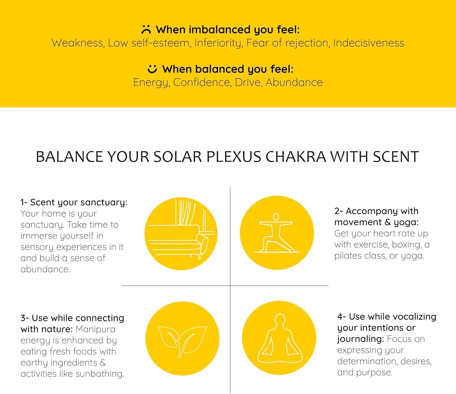 Solar Plexus Chakra Essential Oil Roll-On Blend by Aromafume | 10ml/0.33 fl oz | Manipura | Aromatherapy Oils for Chakra Balance | Lemongrass & Rosemary Extracts | Chakra Incense for Meditation, Yoga