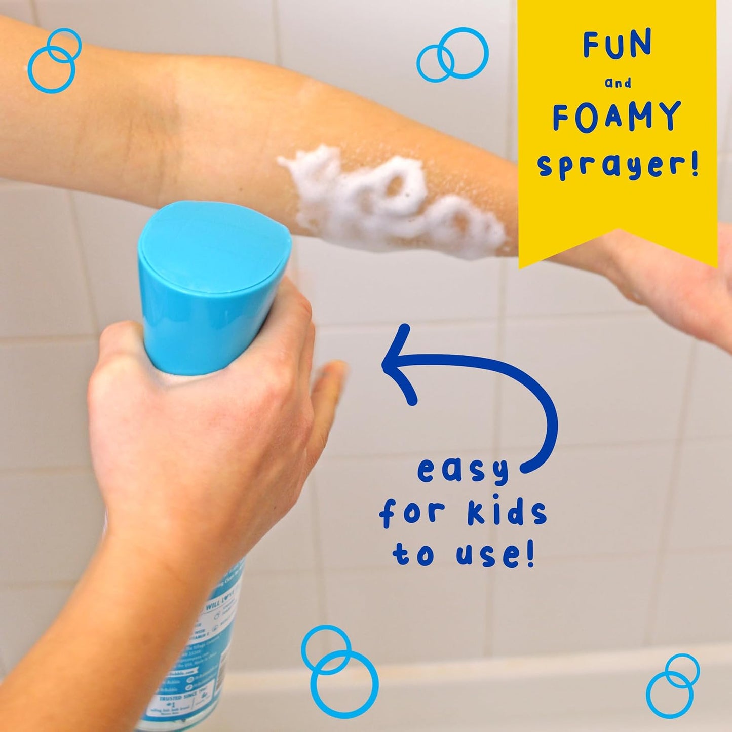 Mr. Bubble Super Blaster Body Wash, Blue Raspberry Blast Scent, Fun Body Wash Sprayer for Kids Shower and Bath, 6.76 fl oz