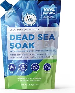 Dead Sea Salts for Soaking, Mineral Salt for Bath, Spa, Shower – More Minerals Than Epsom Salt, Pure and Natural Bath Salt for Foot Soak, Fine 2 Pound (Scent Spearmint Eucalyptus)