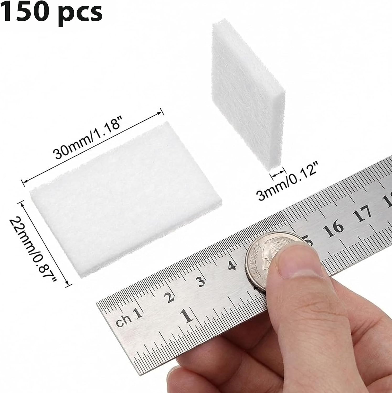 Andibro 150Pack Unscented Aroma Pads, 1.2x0.9'' White Essential Aroma Oil Refill Pads Synthetic Fiber Diffuser Replacement for Electronic Aromatherapy Devices Plug-in Diffusers Car Diffusers