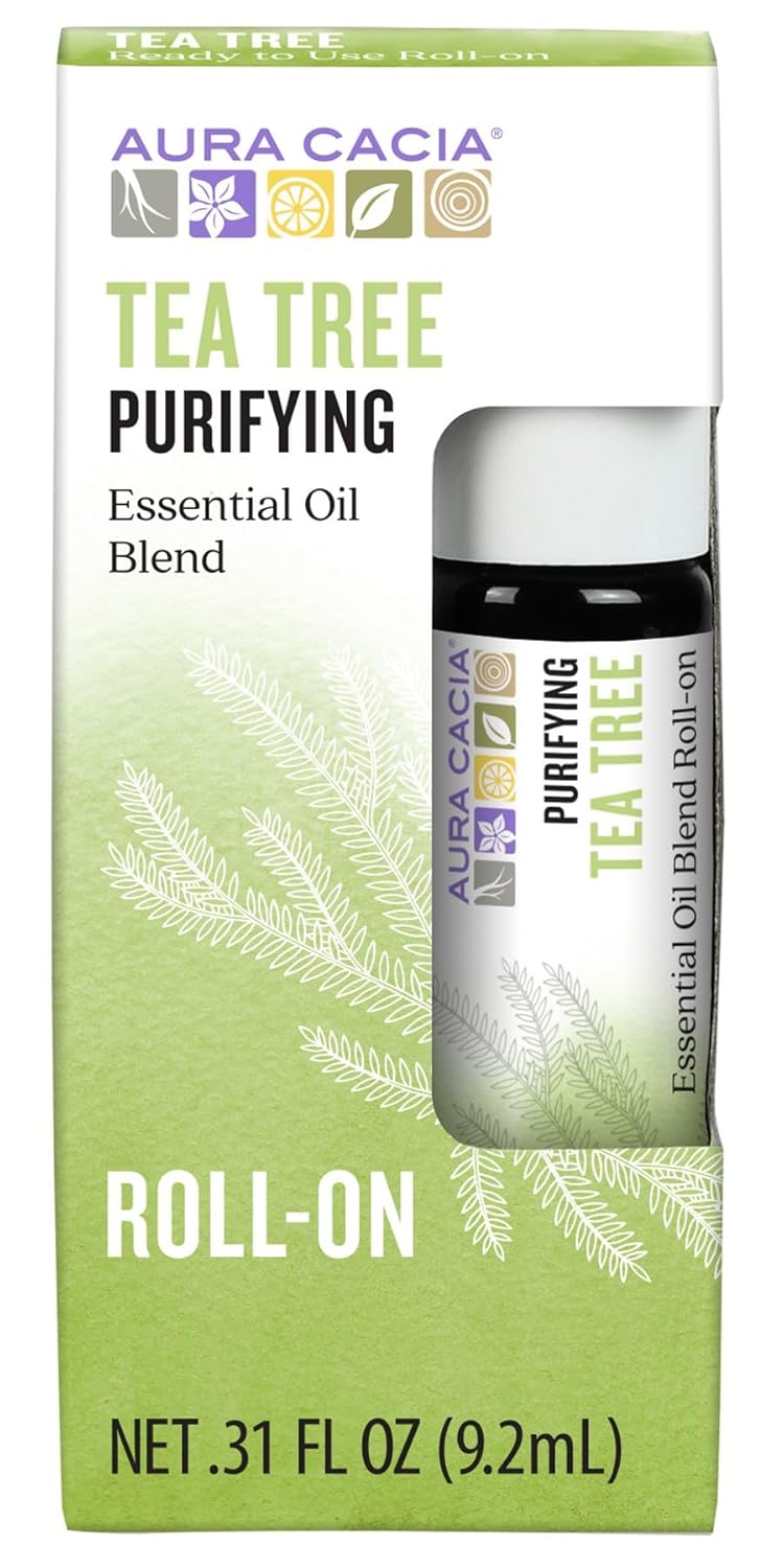 Aura Cacia Roll-On Essential Oil Blend, Tea Tree, 0.31 Ounce Jar
