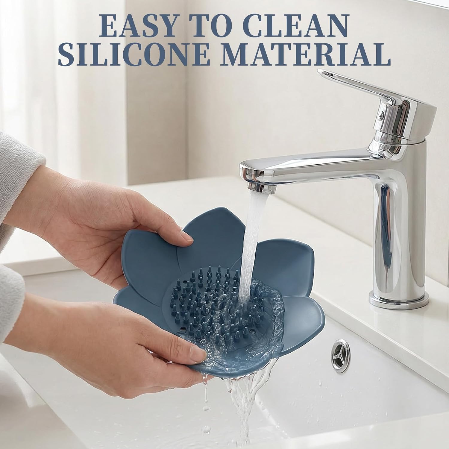 4 Pack Lotus Shower Steamer Trays, Silicone Soap Holder with Self Draining - Elegant Mixed Colors Lotus Flower Shape Soap Dish, Perfect for Bathroom Counter, Kitchen Sink, Shower Organizer