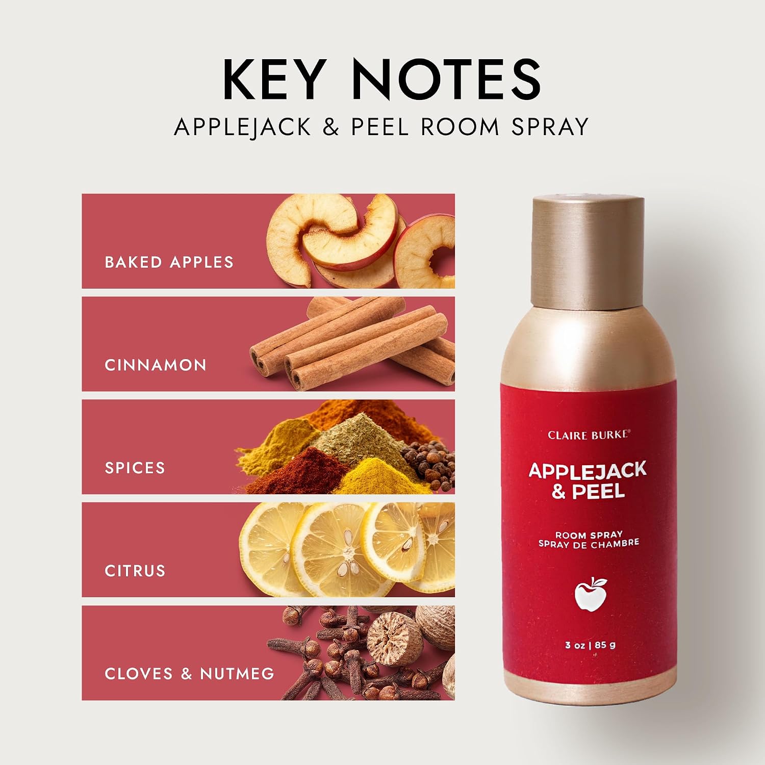 Claire Burke Air Freshener Spray for Home, Apple Jack & Peel Fall Scent, 3 oz, 1 Count