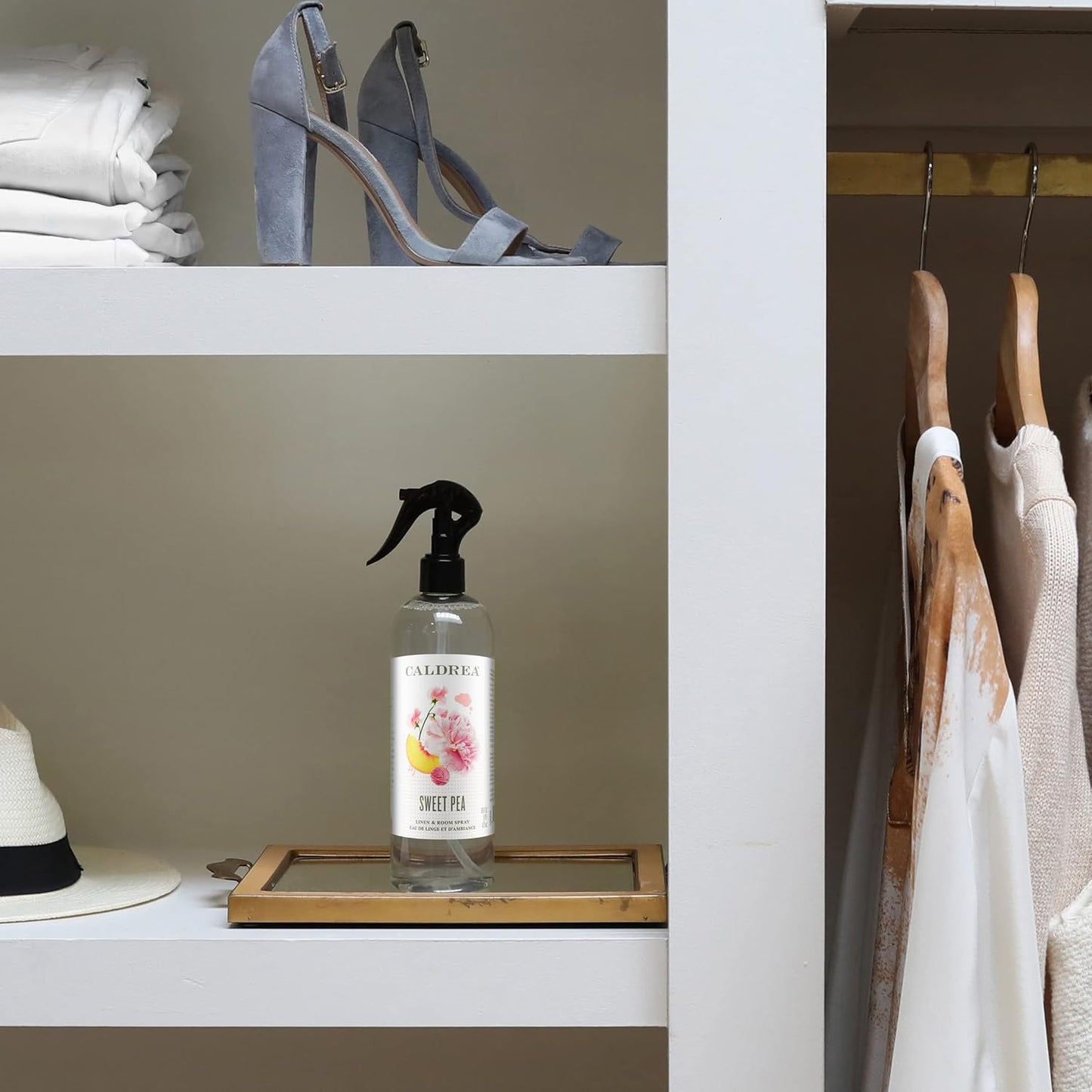 Caldrea Linen and Room Spray Air Freshener, Made with Essential Oils, Plant Derived Ingredients, Sweet Pea Scent, 16 oz