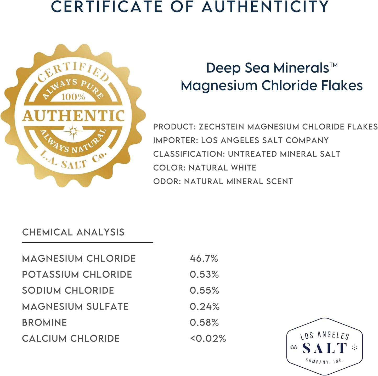 LA SALT CO Deep Sea Minerals Magnesium Bath Flakes, Zechstein Inside, Natural Bathing Alternative to Epsom Salt | Fast Absorbing Body & Foot Bath Soak for Relaxation & Muscle Relief | 1 LB