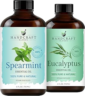 Handcraft Blends Cool & Clear Set: Eucalyptus and Spearmint Essential Oils – (2 x 4 Fl Oz) – 100% Pure & Natural – for Diffuser, Aromatherapy, and DIY Projects
