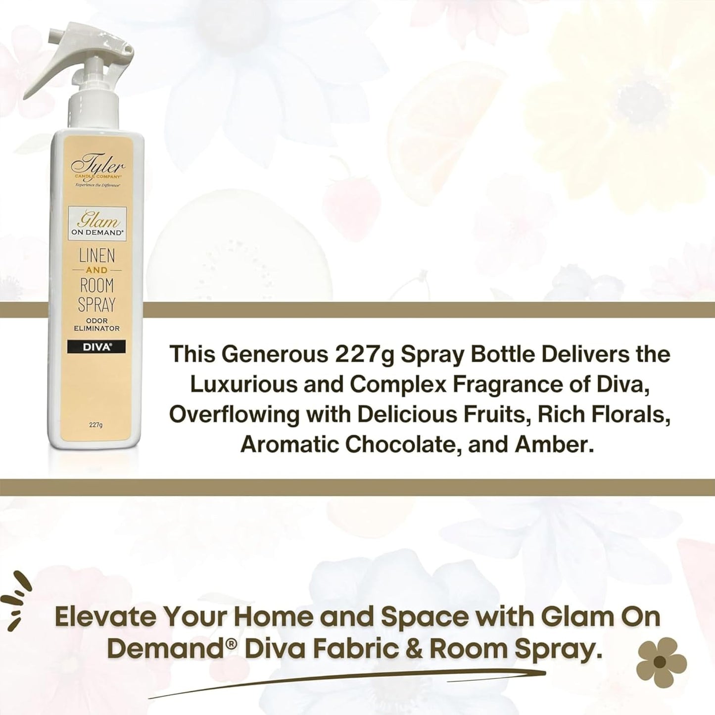 Tyler Glam on Demand - Diva Scent Linen and Room Spray 2 Pack - Air Freshener and Odor Eliminator Bundle with Stain Remover Pen - Laundry Bundle