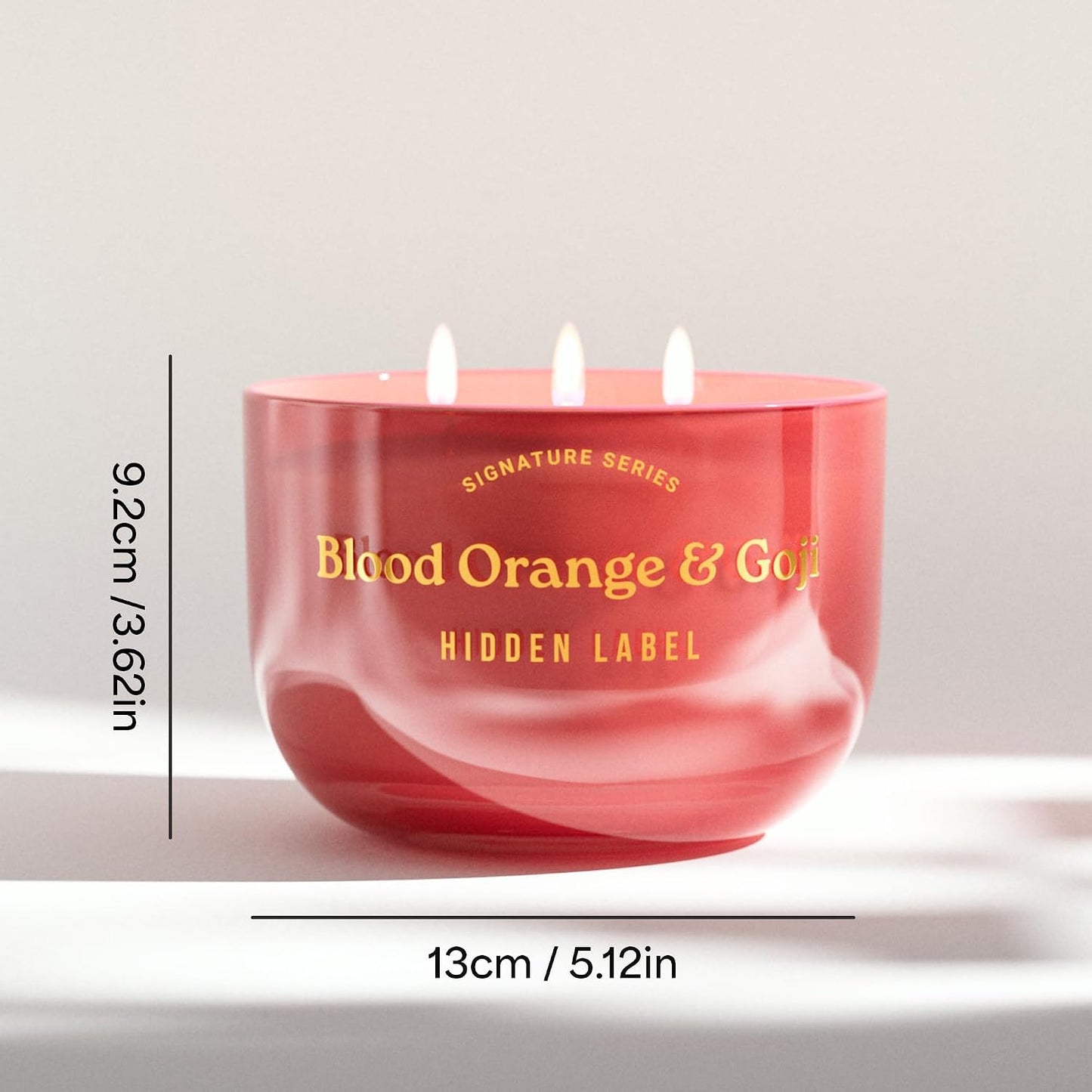 Hidden Label Blood Orange & Goji Scented Candles, 3 Wick Aromatherapy Candle for Home Scented, 18oz/70-Hour Burn Time, 100% Natural Soy Candle Non Toxic, Luxury Home Décor for Women and Men Gifts