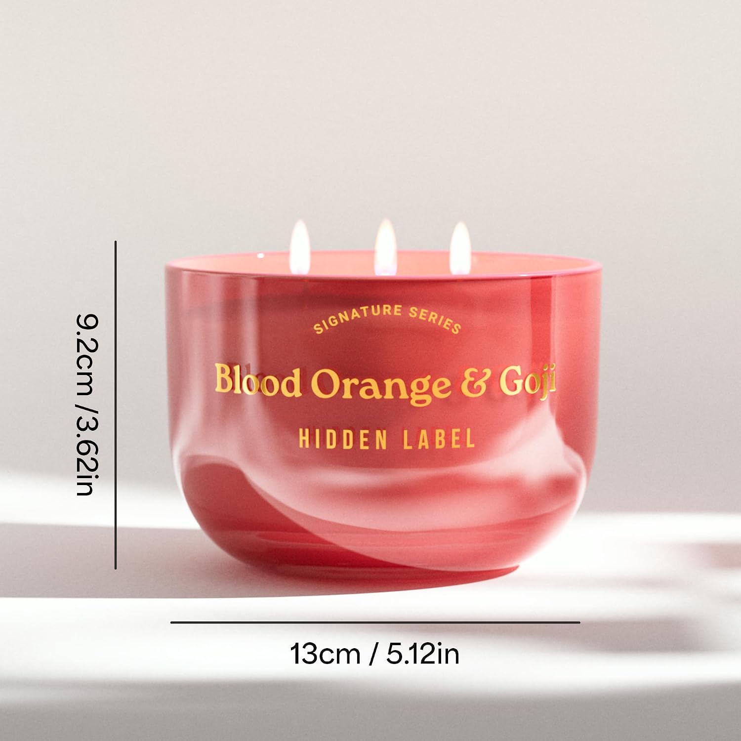 Hidden Label Blood Orange & Goji Scented Candles, 3 Wick Aromatherapy Candle for Home Scented, 18oz/70-Hour Burn Time, 100% Natural Soy Candle Non Toxic, Luxury Home Décor for Women and Men Gifts