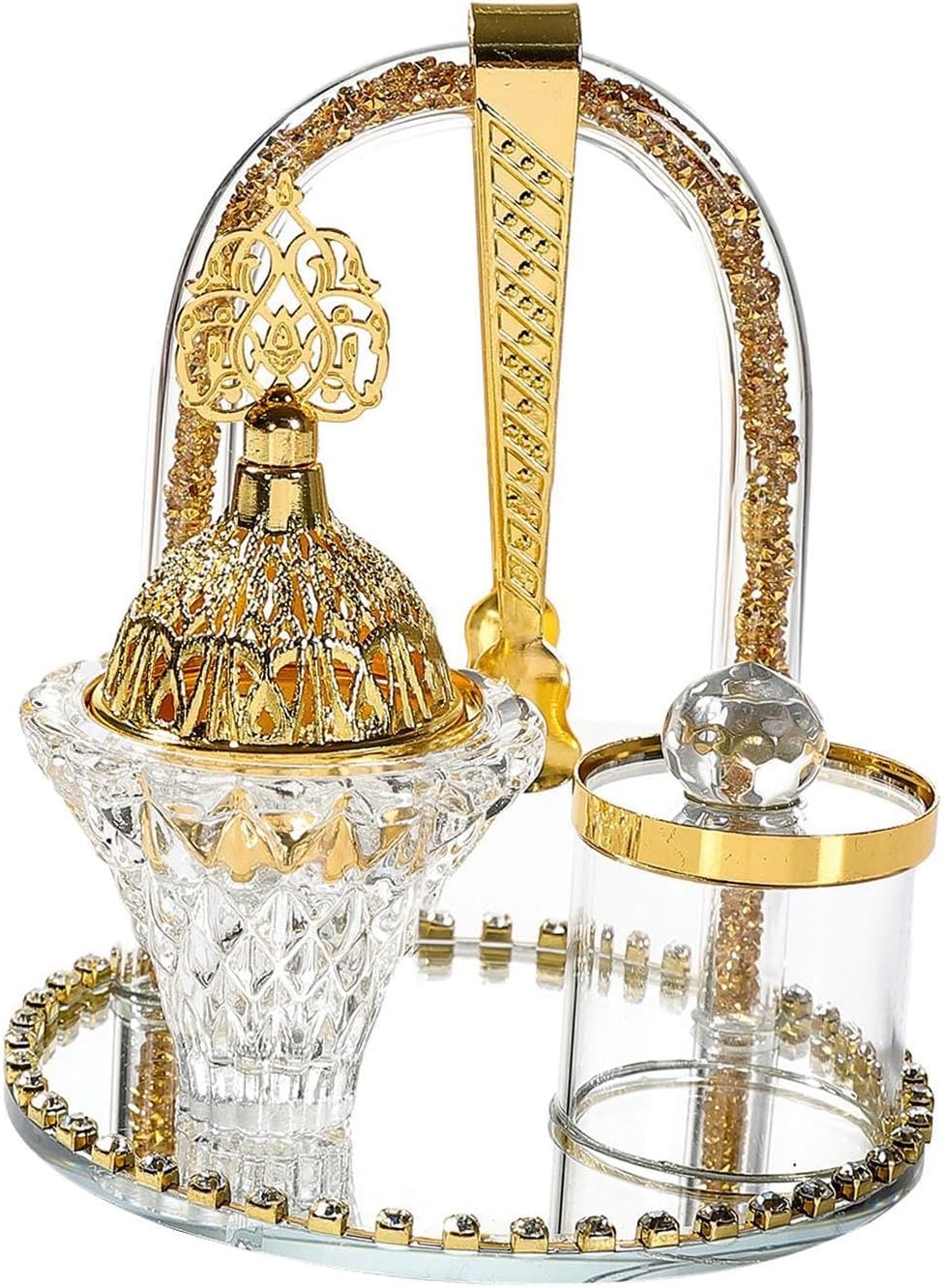 Arabic Incense Burner Home Decor Art Crafts with Tray and Jar Luxury Incense Holder Set Tabletop Ornament for Banquet Bedroom