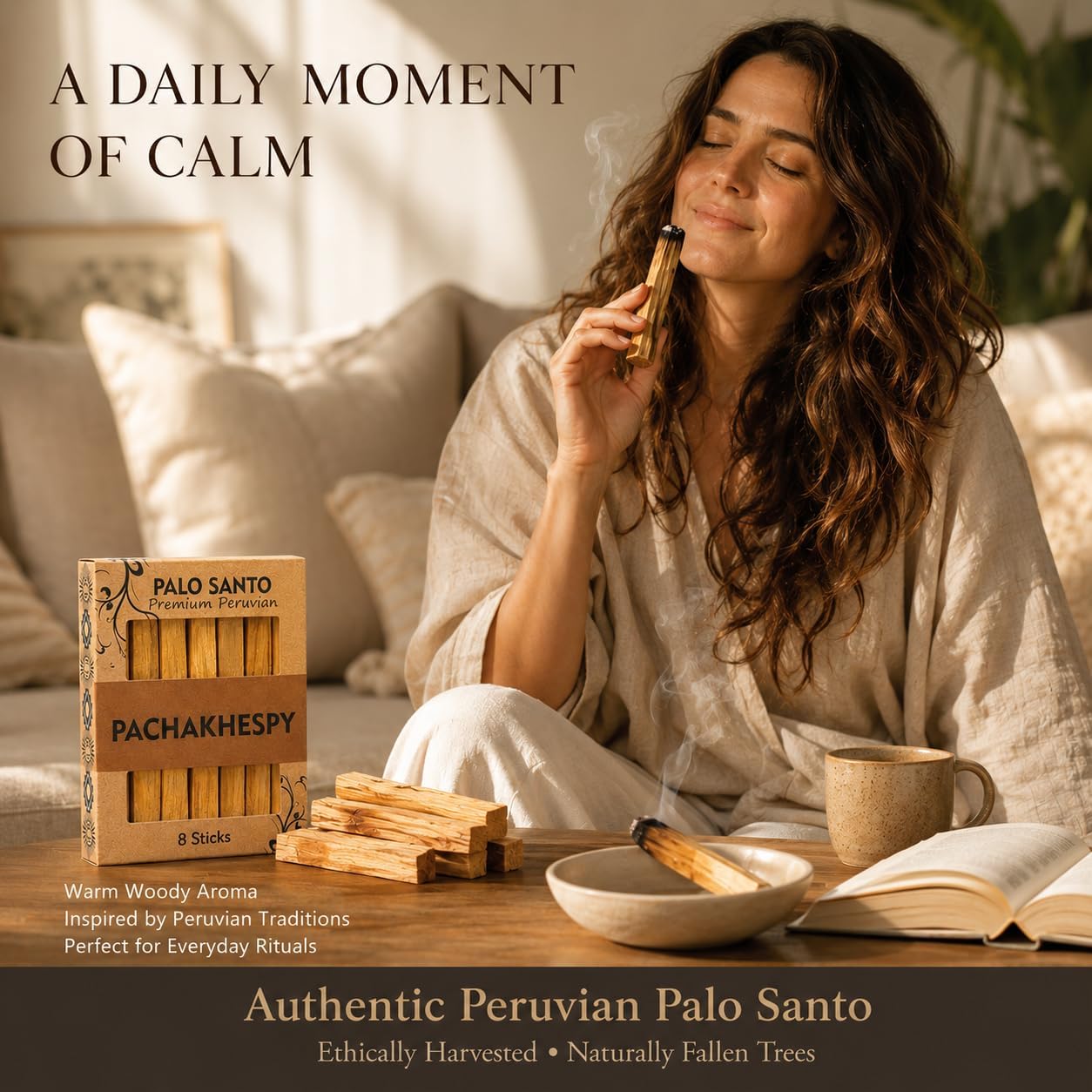 Authentic Premium Palo Santo from Peru 8 Pack of Natural Holy Wood Hand Harvested Smudging Sticks for Home Fragrance Energy Cleansing Meditation Spiritual Rituals Anti Stress Wellness Incense