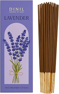 Dinil Lavender Incense Sticks – 100 Sticks | Hand-Rolled, Charcoal-Free | Clean Burn, Low Smoke | Aromatic Incense for Meditation, Yoga & Home Fragrance
