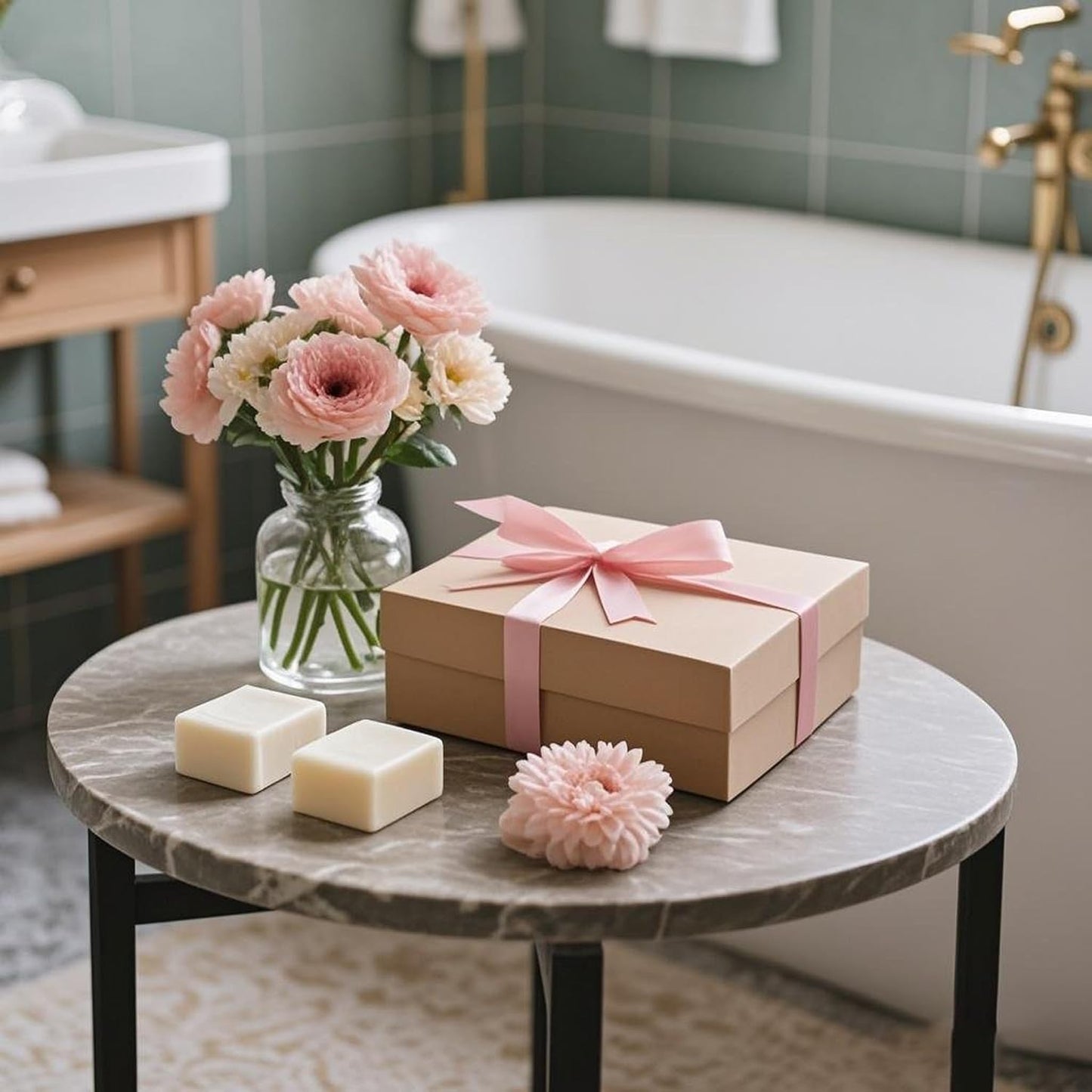 Foldable Bathtub Caddy Tray for Tub,Bamboo Expandable Bath Table Trays,Premium Bathroom Accessories for New Home & Mothers Day & Birthday Gifts for Couples,Natural