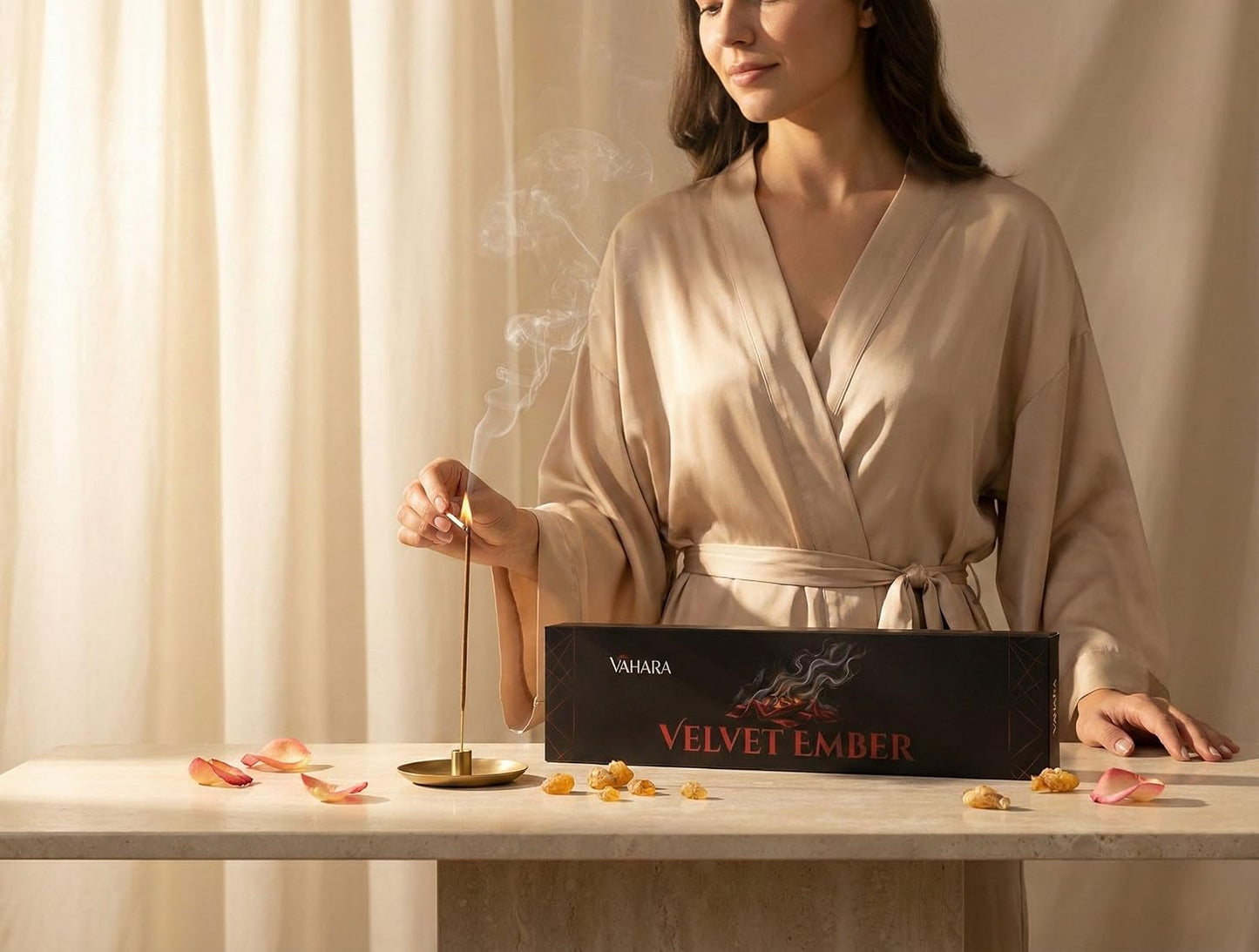 Premium VAHARA Velvet Ember Incense Sticks | Natural Hand-Rolled Masala Incense | Spicy Woody Floral Fragrance | for Meditation, Relaxation & Home Rituals | 100g