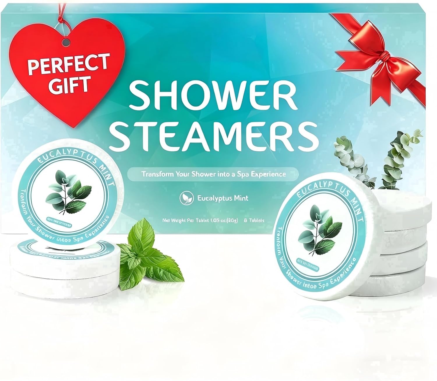 Aromatherapy Shower Steamers, 8 Tablets Eucalyptus & Mint Shower Bombs for Stress Relief, Relaxation & Home Spa Experience, Long-Lasting Fragrance, Perfect Self-Care Gift for Women