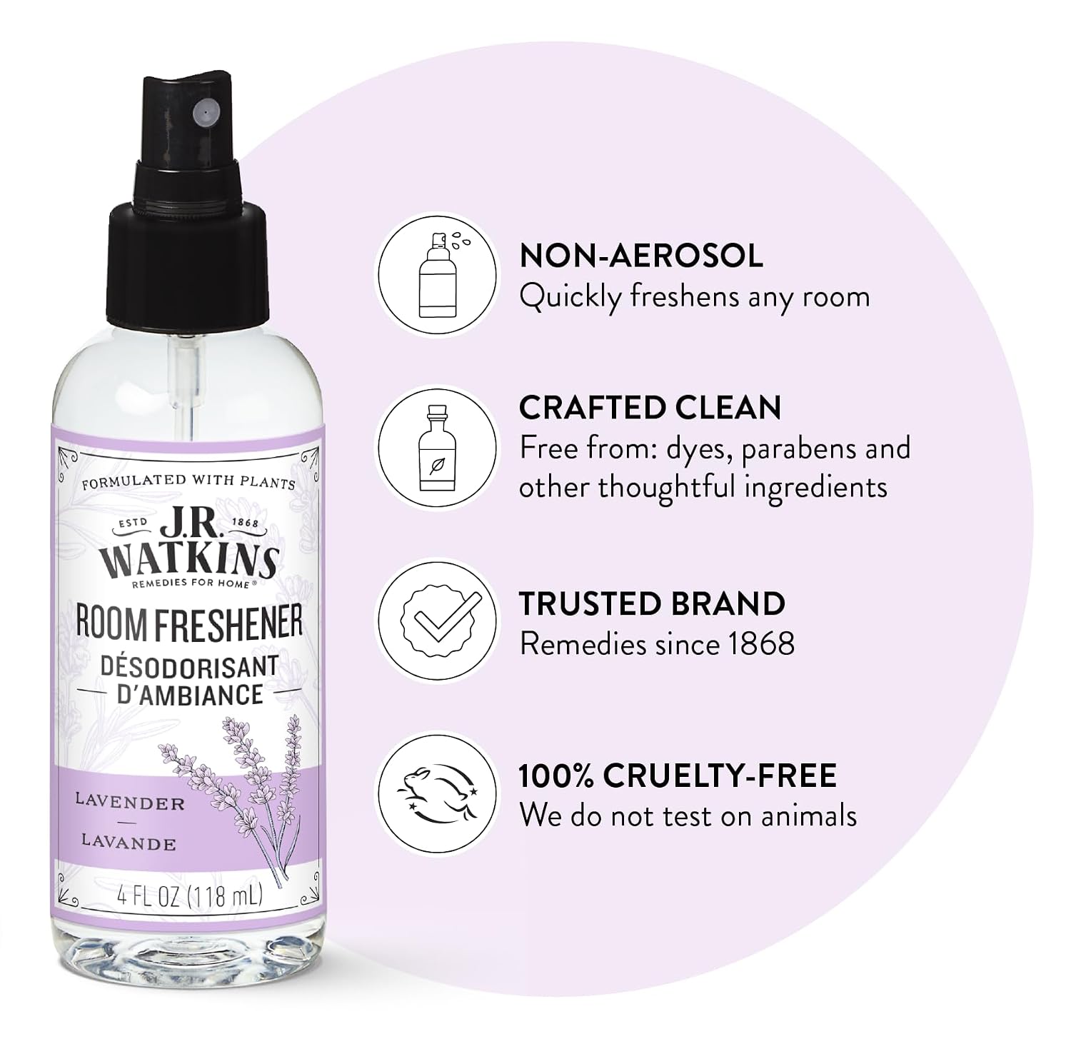J.R. Watkins Room Freshener - Lavender - 4 Fl Oz, Pack of 3
