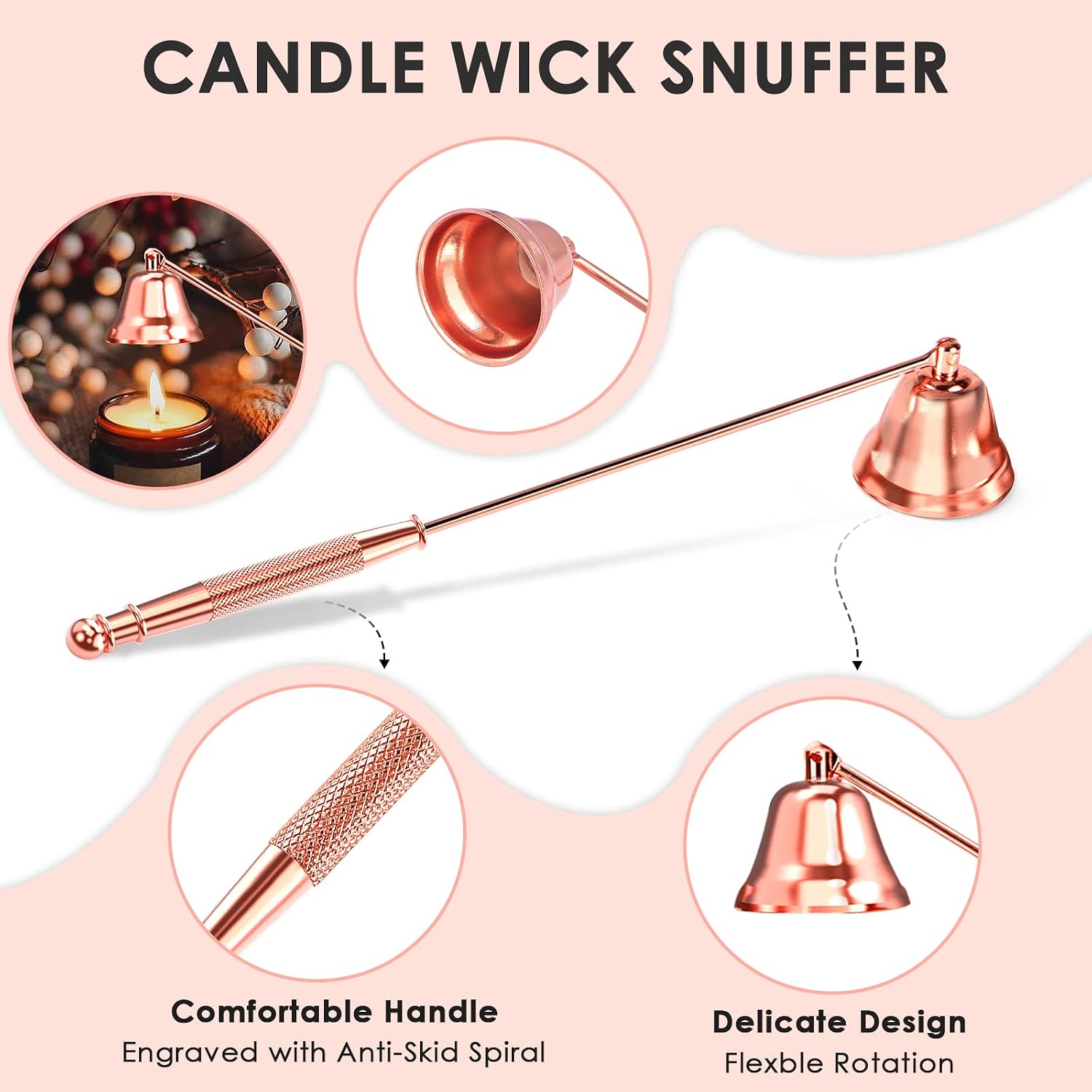 6 in 1 Candle Accessory Set,Candle Wick Trimmer Cutter,Candle Wick Dipper,Candle Wick Snuffer, Rechargeable Candle Lighter,Storage Tray Plate,Tweezers,Stainless Steel Candle Care Kit Gift