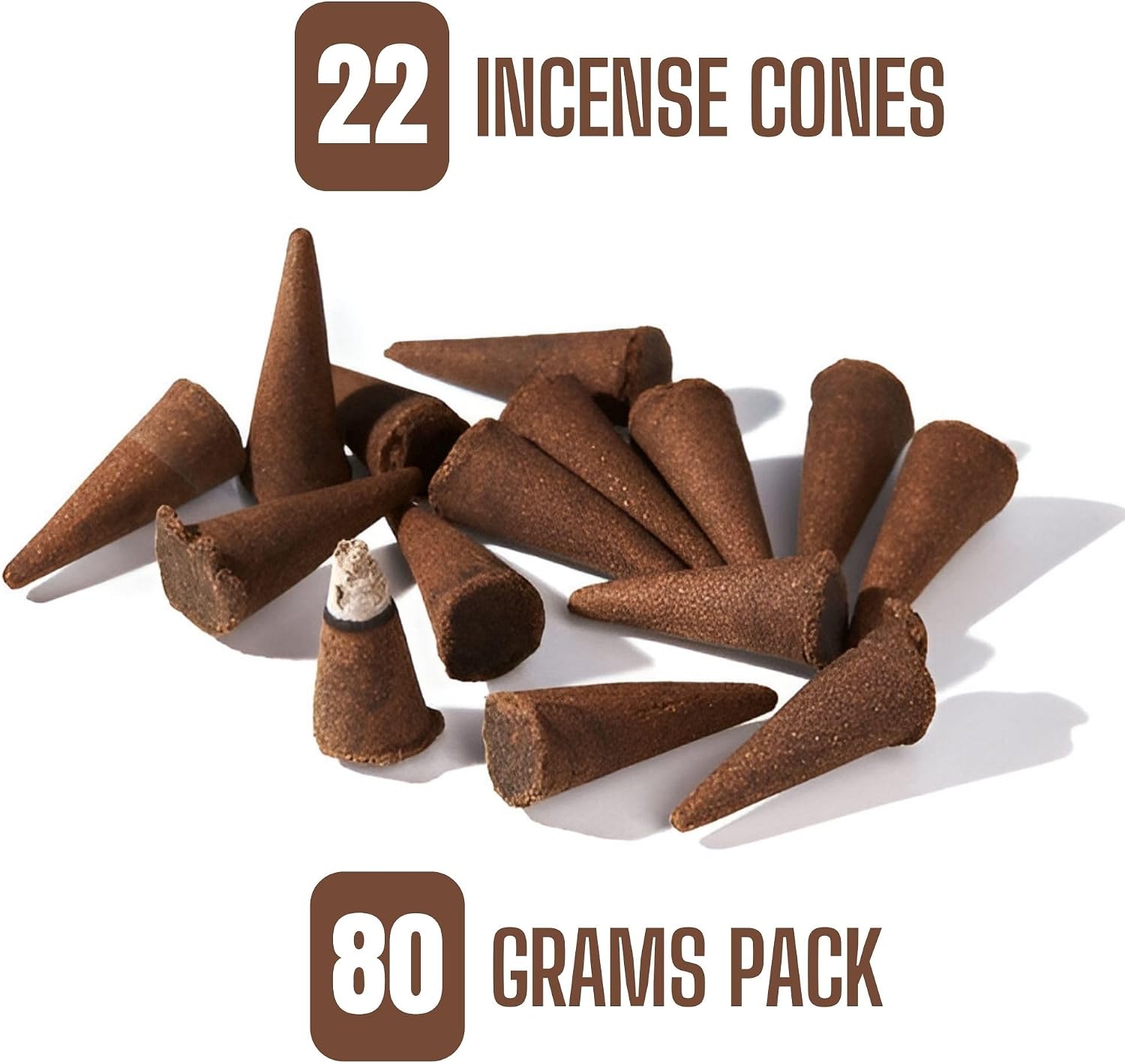 Natural Sandalwood Incense Cones, 22 Pieces, 80g Pack, Long Burning, Sandalwood Incense Dhoop Cones, Chemical Free by Hashcart