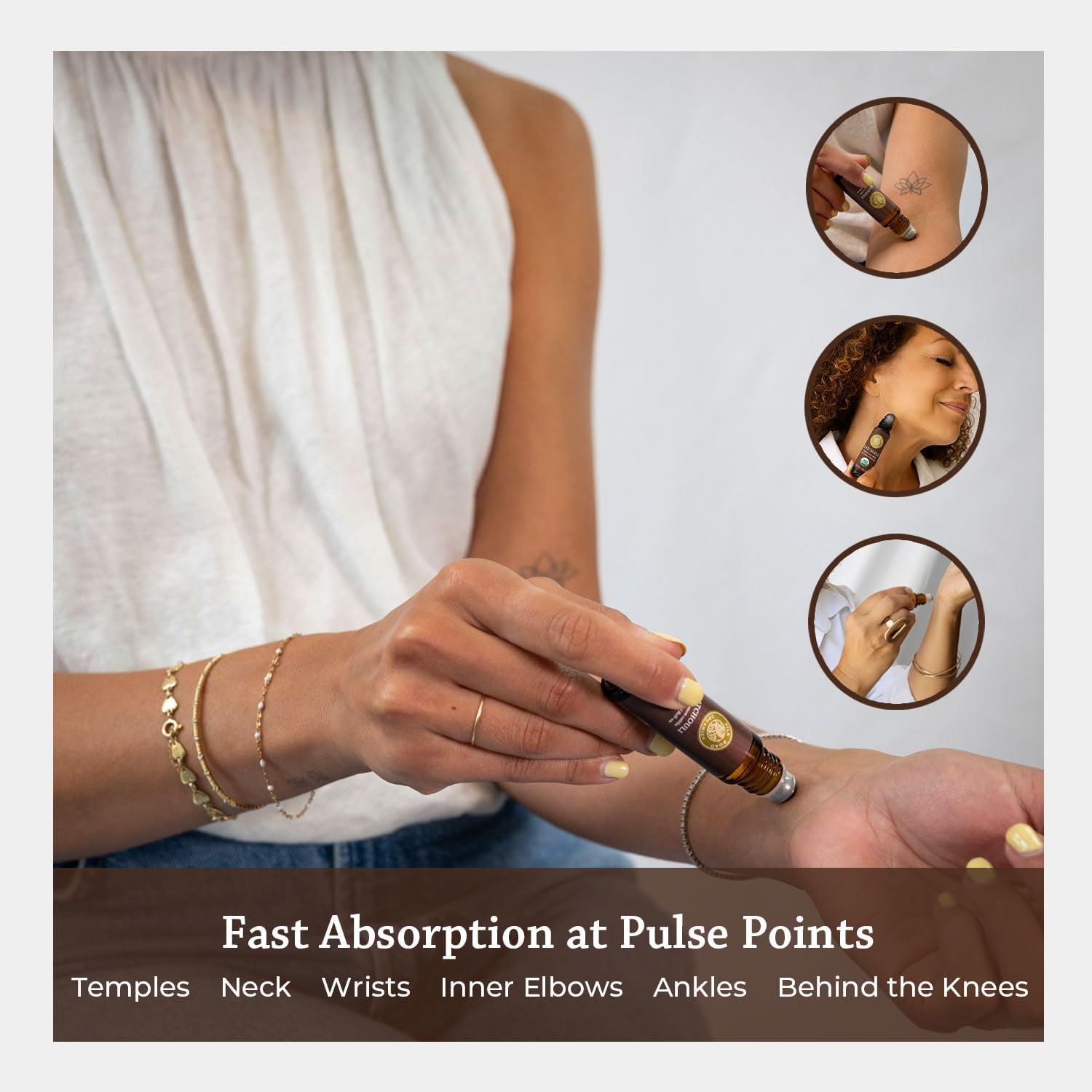 Silk Road Organic Patchouli Essential Oil Roll On, USDA Certified - Uplift Mood, Enhance Attraction, Ease Stress & Relax - 10 ml Aromatherapy Roller