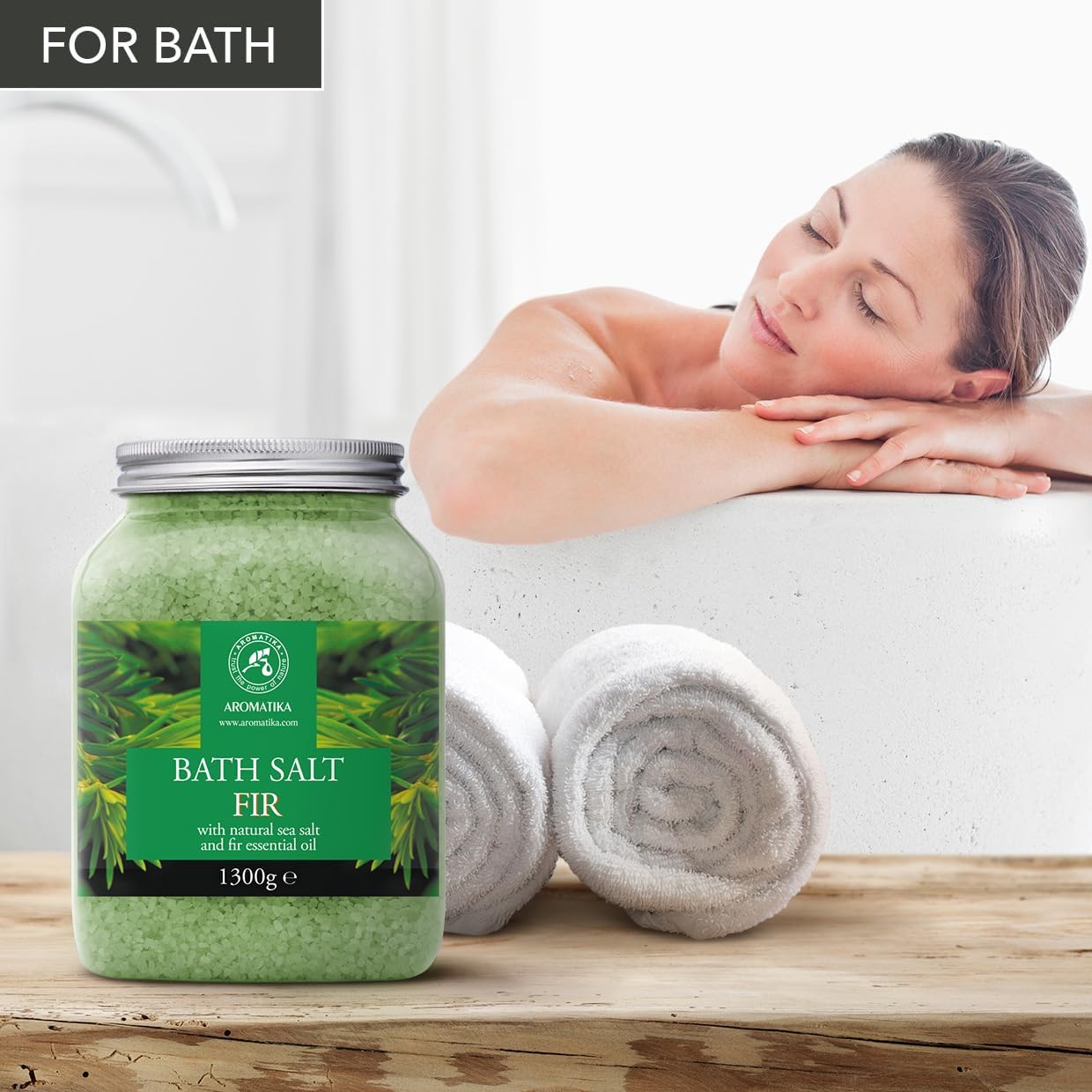 Fir Bath Salt with Natural Fir Essential Oil 46 Ounces - Natural Bath Sea Salt - Coniferous Salts - Best for Bath - Relaxing - Body Care - Beauty - Aromatherapy