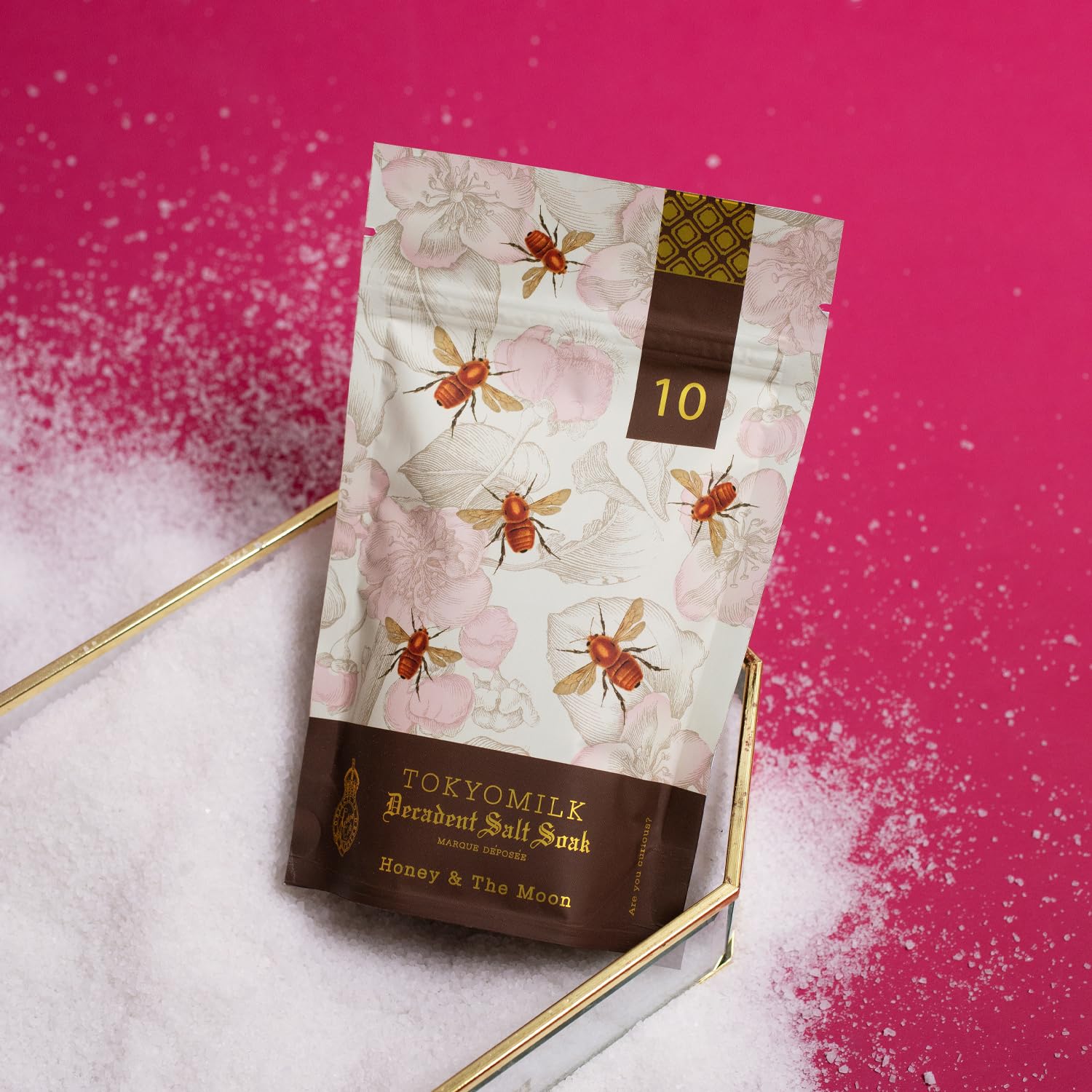 TokyoMilk Honey & The Moon Salt Soak, 10oz., 283 g – Honey, Sugared Violet, Jasmine, Sandalwood – Bathtub Accessories, Bath Salts for Women, Bath Products, Scented Luxury Bath Salts