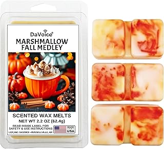 DaVoice Fall Wax Melts Wax Cubes Soy Wax Blend Melt - Pumpkin Wax Melts Vanilla Wax Melts Fall Scents Long Lasting - Fall Scented Wax Melts (Marshmallow Fall Medley, 2.2 oz, 6 Cubes)