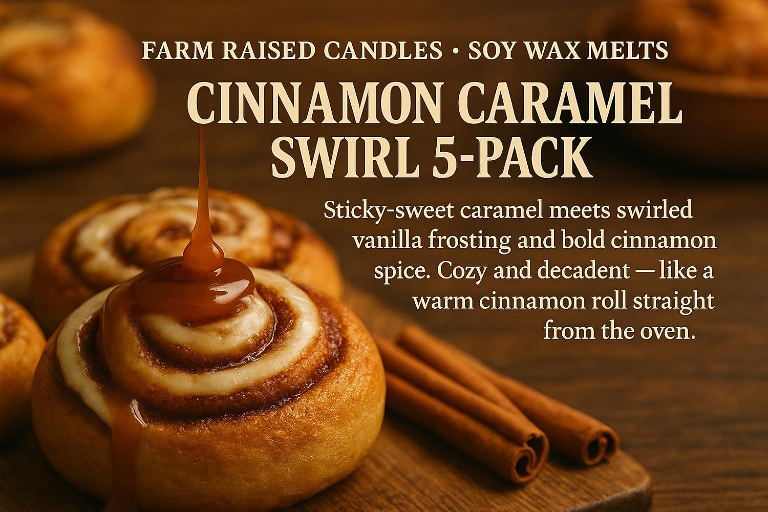 USA 100% American Farmed - Soy Wax Melts – [Parent], 5 Pack Single Scent (Cinnamon Caramel Swirl)