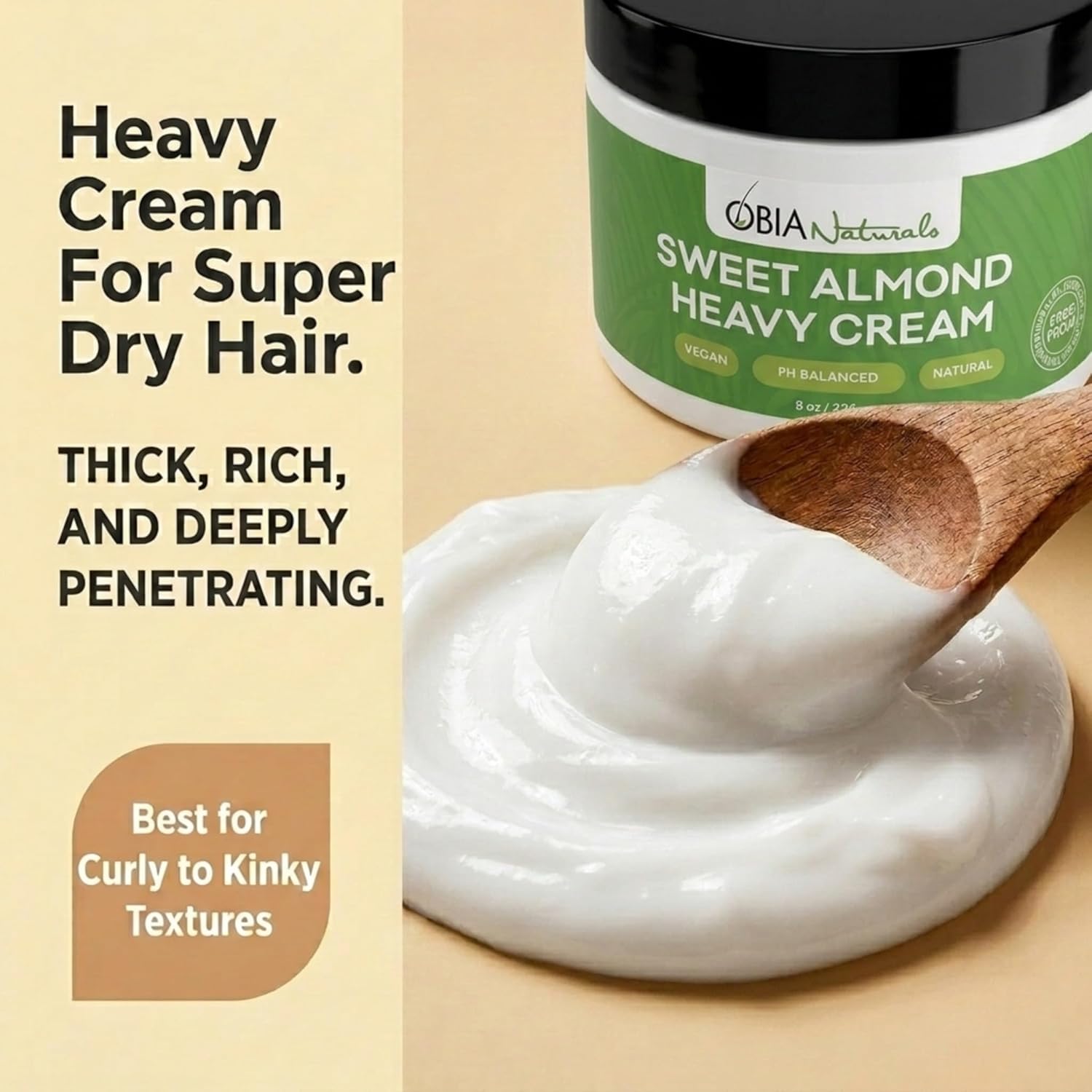 OBIA Naturals Sweet Almond Heavy Cream — Rich Moisture Leave-In Conditioner, 8 Oz