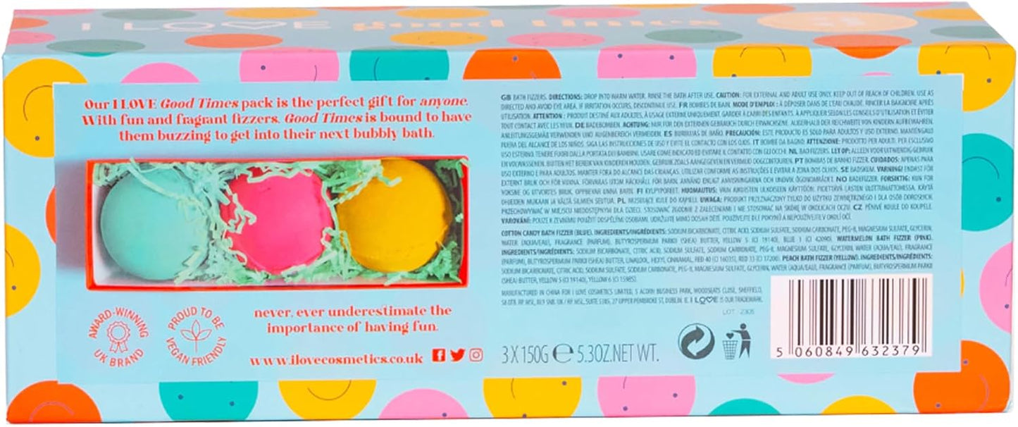 I LOVE Special Moments Good Times Bath Fizzer Pack - Natural Bath Bombs Gift Set - Shea Butter Bath Bombs Set - Spa Gift Set for Women - 3 pc