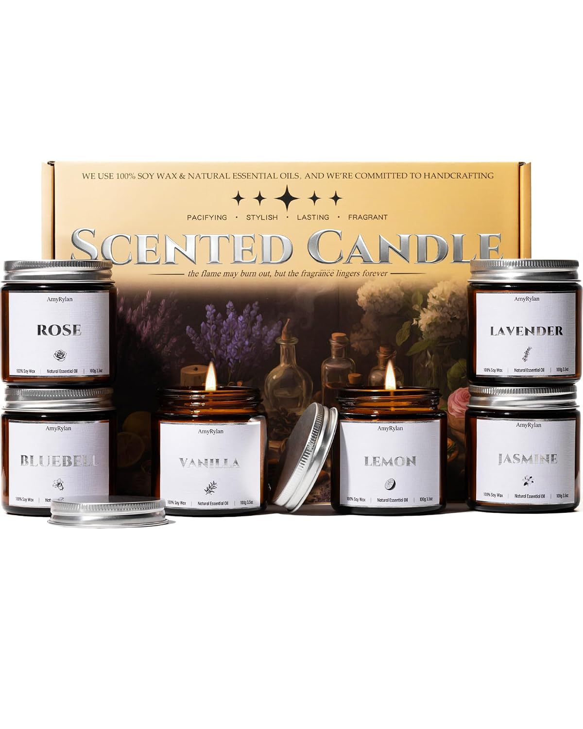 6 Pack Non-Toxic Soy Wax Scented Candles Gift Set