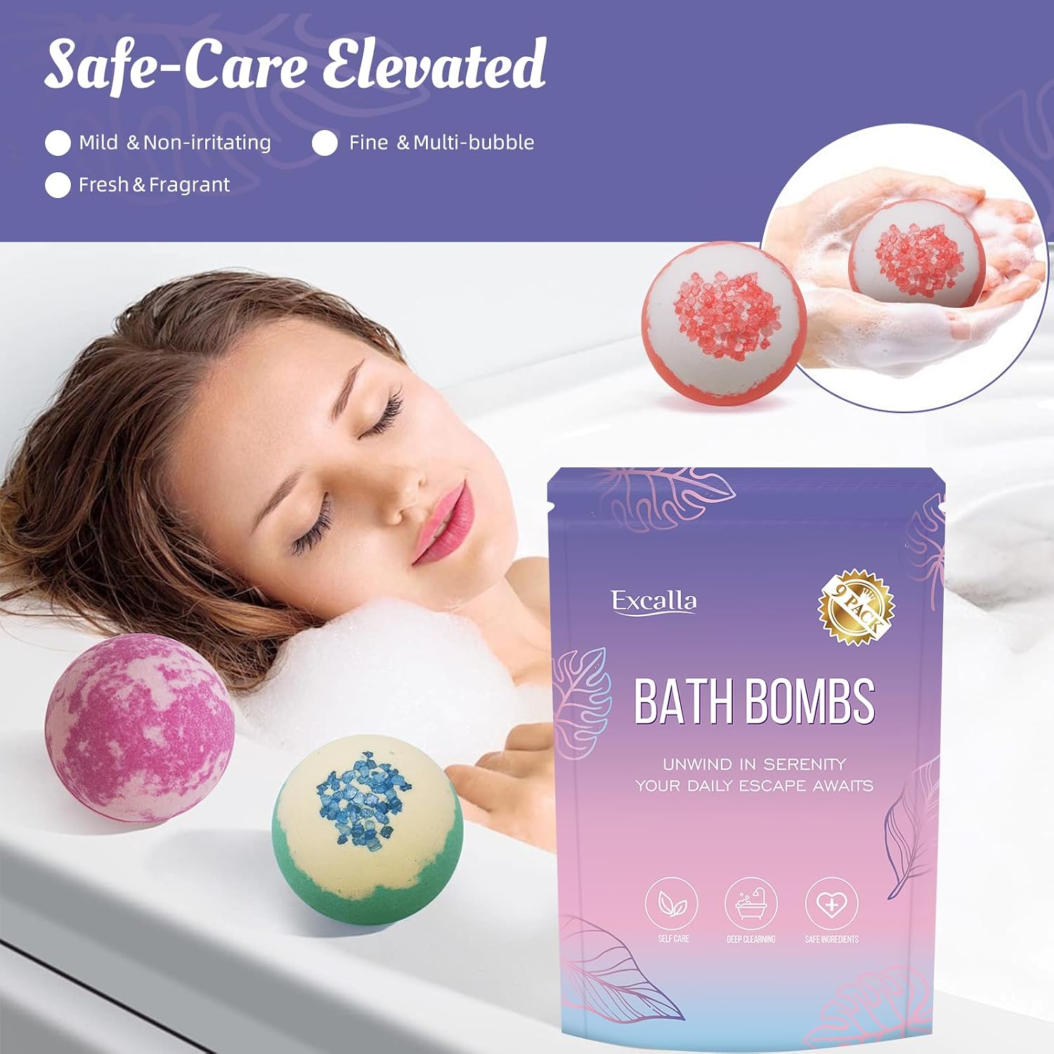 Bath Bombs for Women, 9 Pack Bath Bombs - Birthday Gifts for Women, Shea & Coco Butter Fizzies SPA Bath Relaxing, Self Care Gift Set for Women & Men, Wife, Daughter, Girlfriend Birthday
