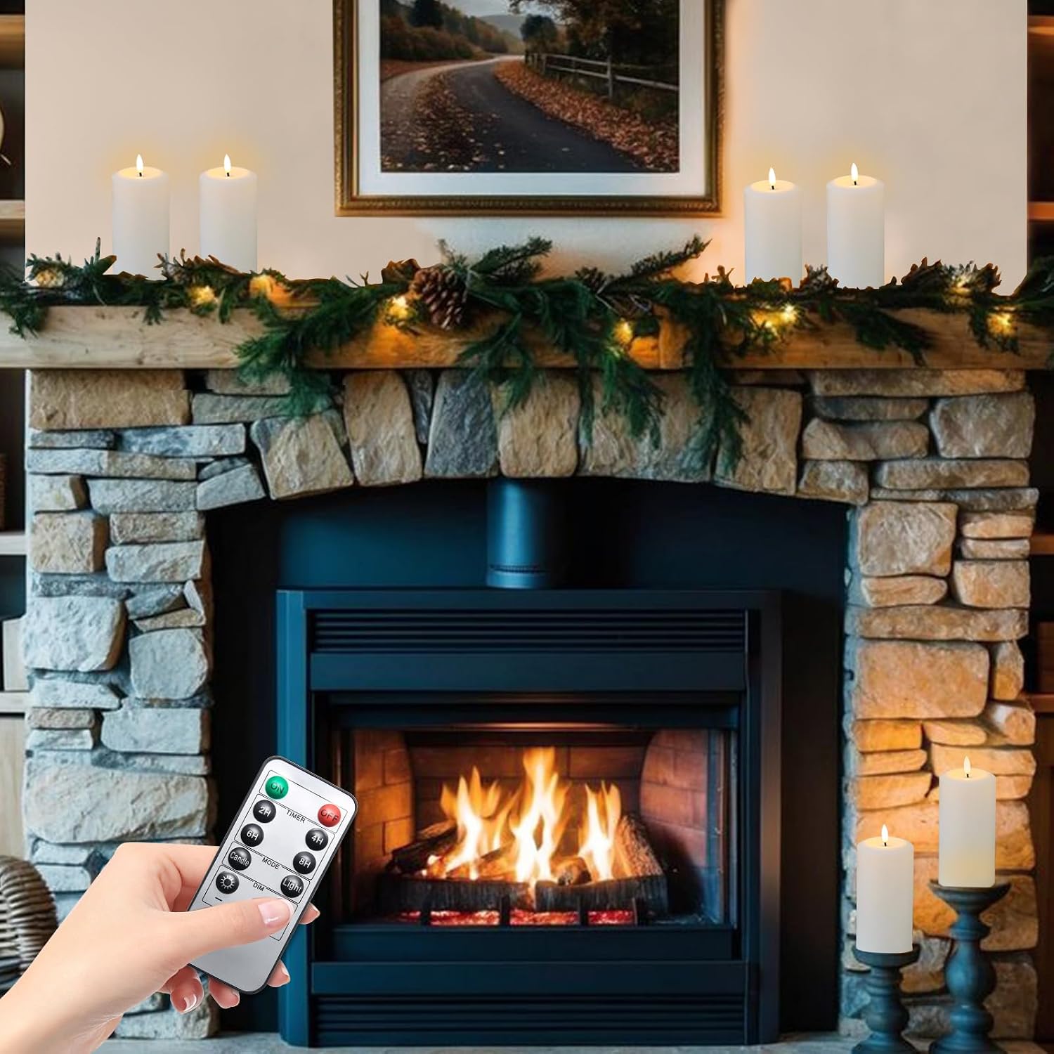 Flameless Candles Battery Operated with Remote and 2/4/6/8 H Timer, 6pcs Flickering Fake Electric Candles for Festival Wedding Home Party Decor (D3 x H 6") (White)