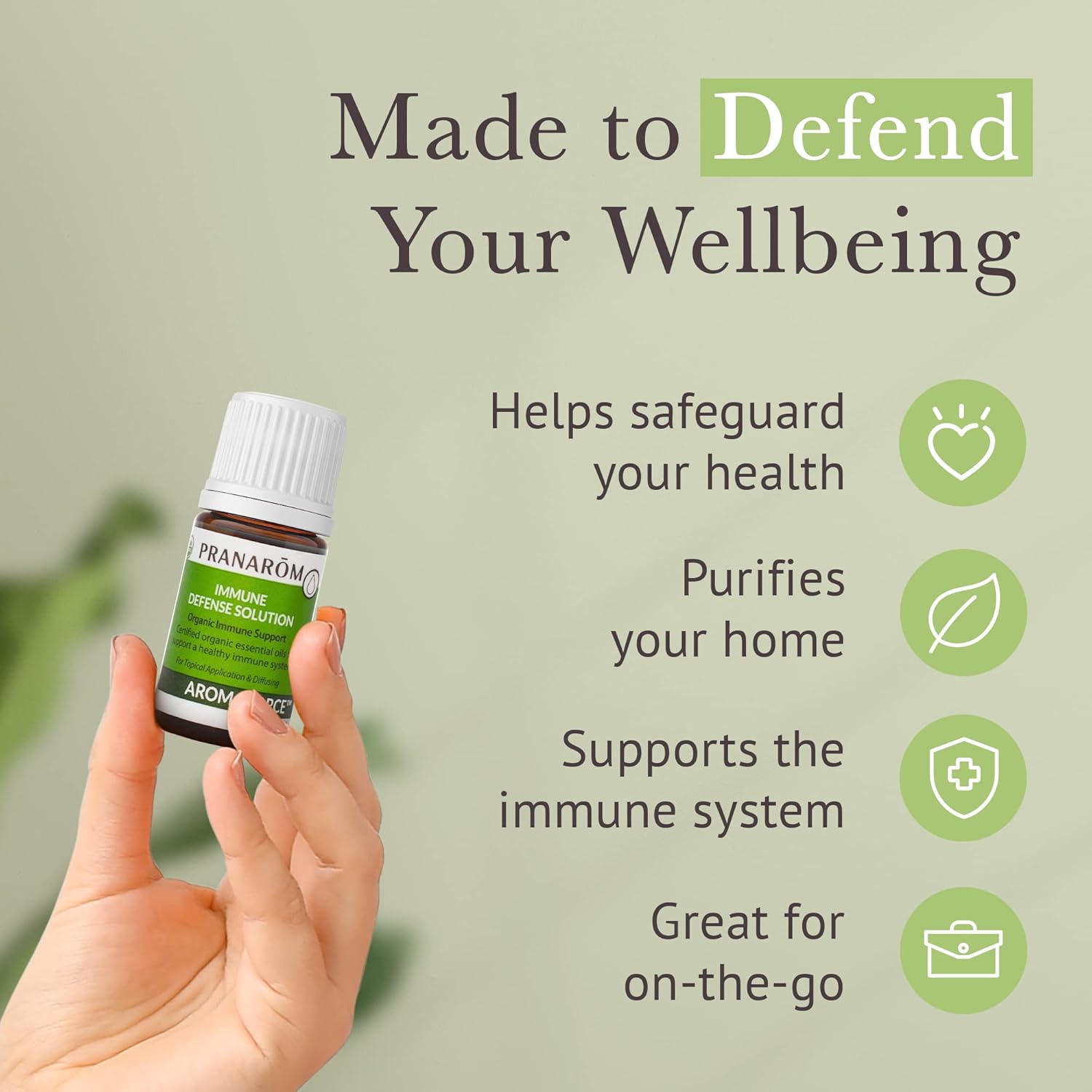 Pranarom - Aromaforce Immune Defence Wellness Blend - Eucalyptus, Rosemary, Peppermint, Corriander, and Clove Bud - 100% Pure Essential Oil Blend | USDA and ECOCERT Certified Organic (5ml)