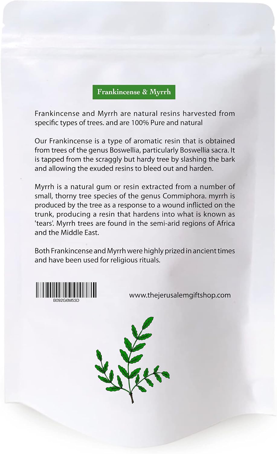 Frankincense and Myrrh Holy Incense from Jerusalem in a Gift Pack - Sacred Jerusalem Aromatic Granules - Traditional Biblical Scents for Home & Worship, A Church Incense