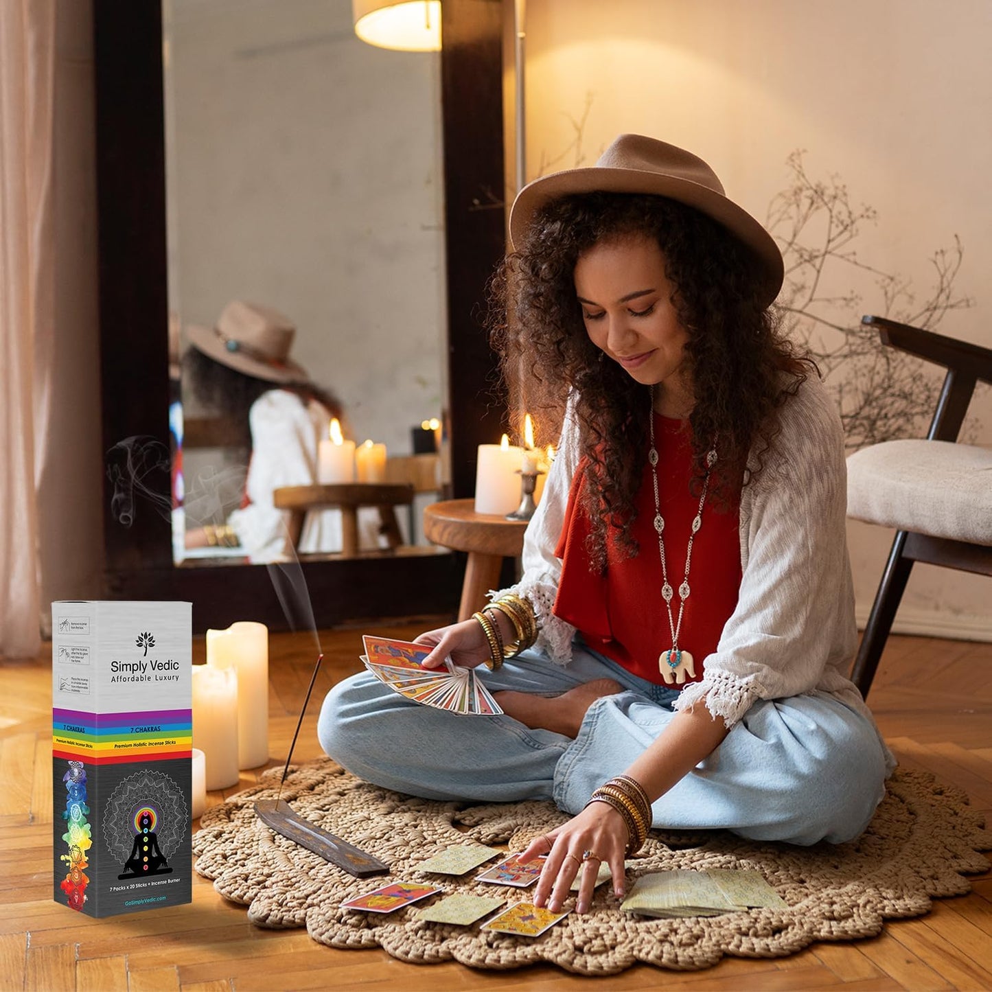 Simply Vedic 7 Chakra Incense Sticks, Aromatic Bliss for Balance & Healing| Handcrafted 140 Sticks with Pure Natural Scents to Align Energy Centers, Aromatherapy, Meditation, Yoga, Promote Relaxation