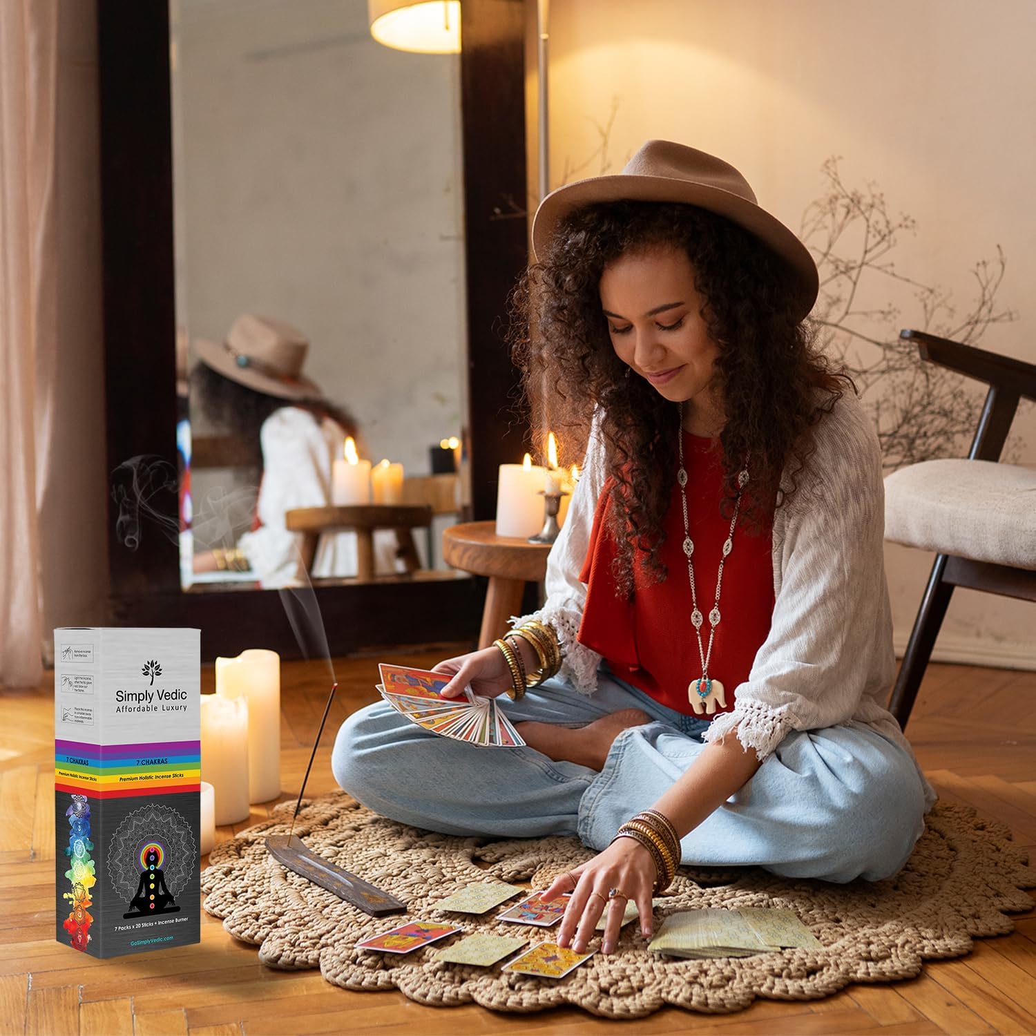 Simply Vedic 7 Chakra Incense Sticks, Aromatic Bliss for Balance & Healing| Handcrafted 140 Sticks with Pure Natural Scents to Align Energy Centers, Aromatherapy, Meditation, Yoga, Promote Relaxation