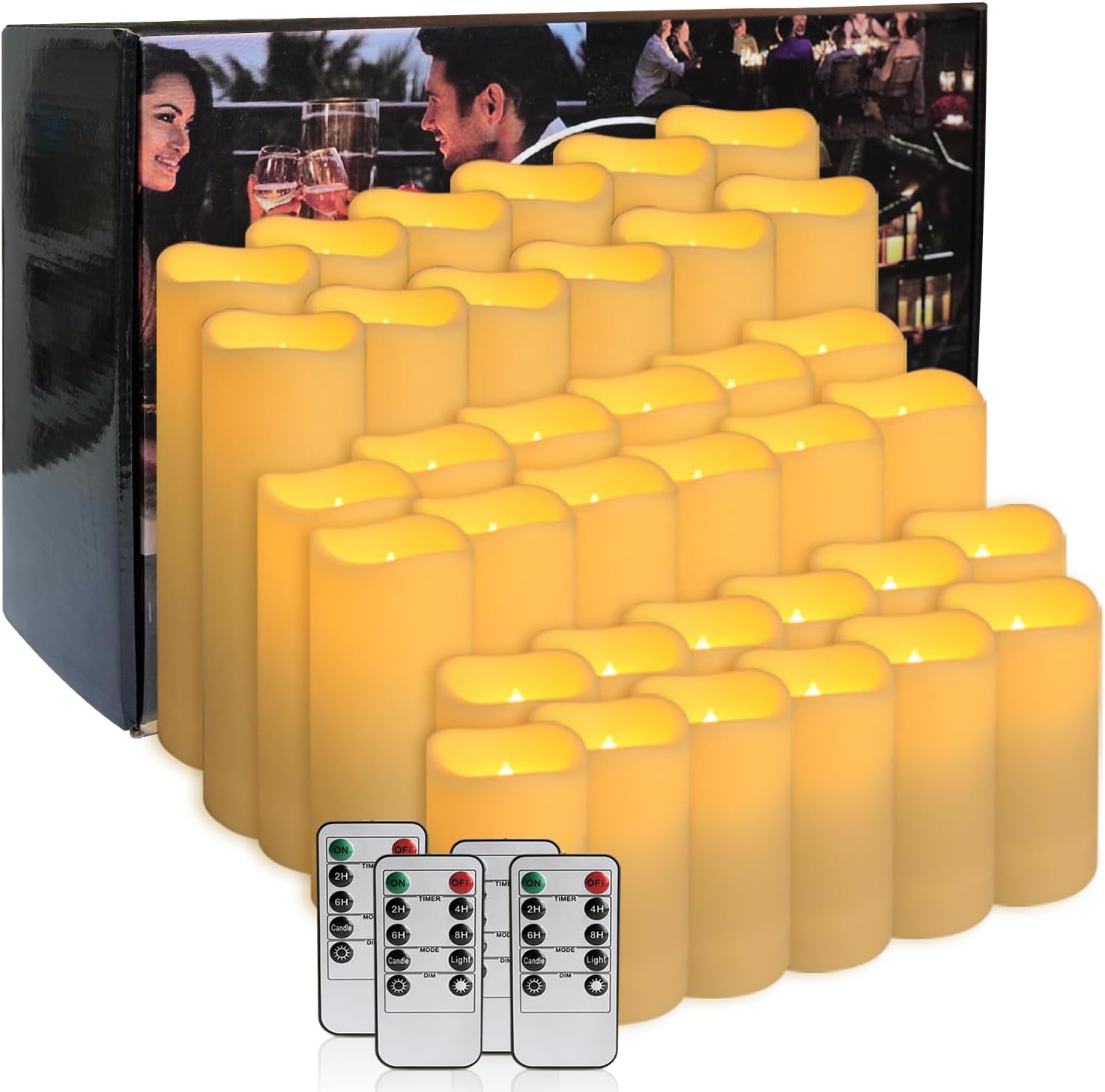 fclayvts 36-Pack LED Flameless Candles with Remote Control - Perfect for Home, Parties, and Special Occasions - Create a Magical Ambiance Effortlessly(Three Sizes)