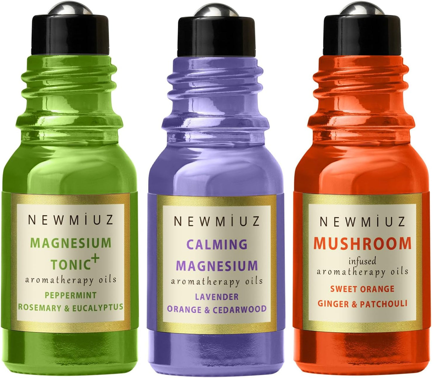 Headache Roll on Stick Peppermint Rosemary and Eucalyptus with Calming Roller Magnesium Lavender Orange Cedarwood & Roll-On Essential Oil Blends Focus Memory Concentration Orange Ginger Patchouli Pack