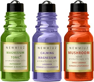Headache Roll on Stick Peppermint Rosemary and Eucalyptus with Calming Roller Magnesium Lavender Orange Cedarwood & Roll-On Essential Oil Blends Focus Memory Concentration Orange Ginger Patchouli Pack
