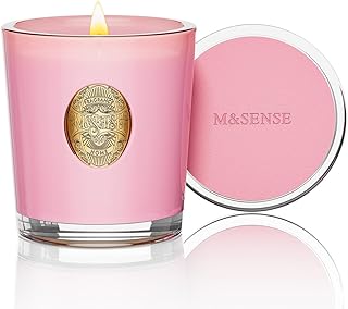 M&SENSE Peony Blush Scented Candle | 9.2 oz Soy Wax Pink Candle, Non-Toxic Aromatherapy Candle for Stress Relief & Home Spa