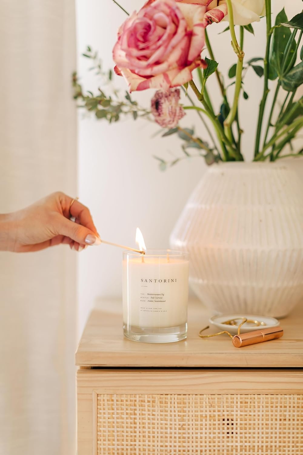 Brooklyn Candle Studio Santorini Classic 2 Wick Candle - Luxury Scented Candle, Vegan Soy Wax, Hand Poured in The USA, 70 Hour Slow Burn Time - 13oz