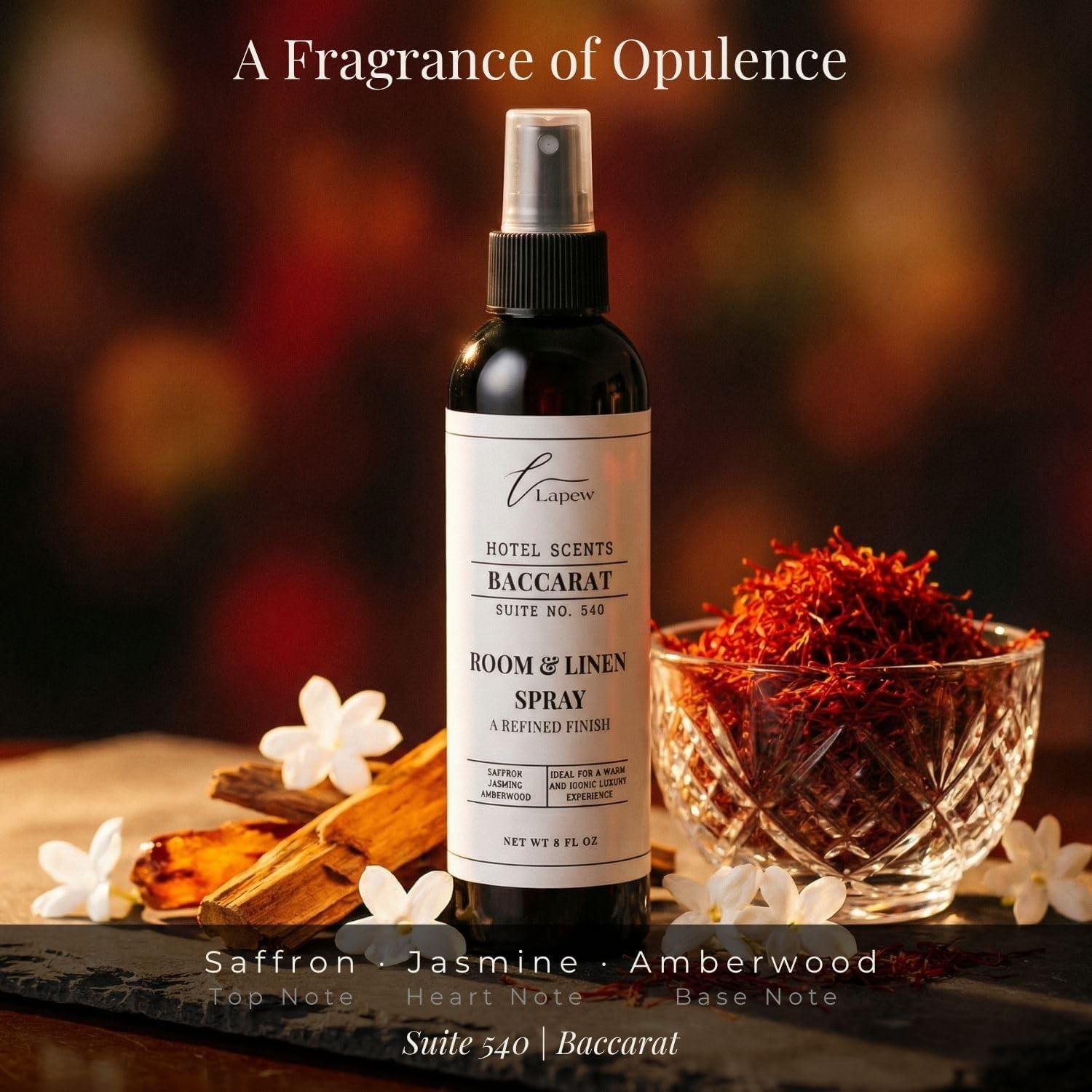 Lapew Hotel Scents Luxury Room Spray | Baccarat Suite 540 | Linen Spray Air Freshener & Fabric Spray | 8 fl oz